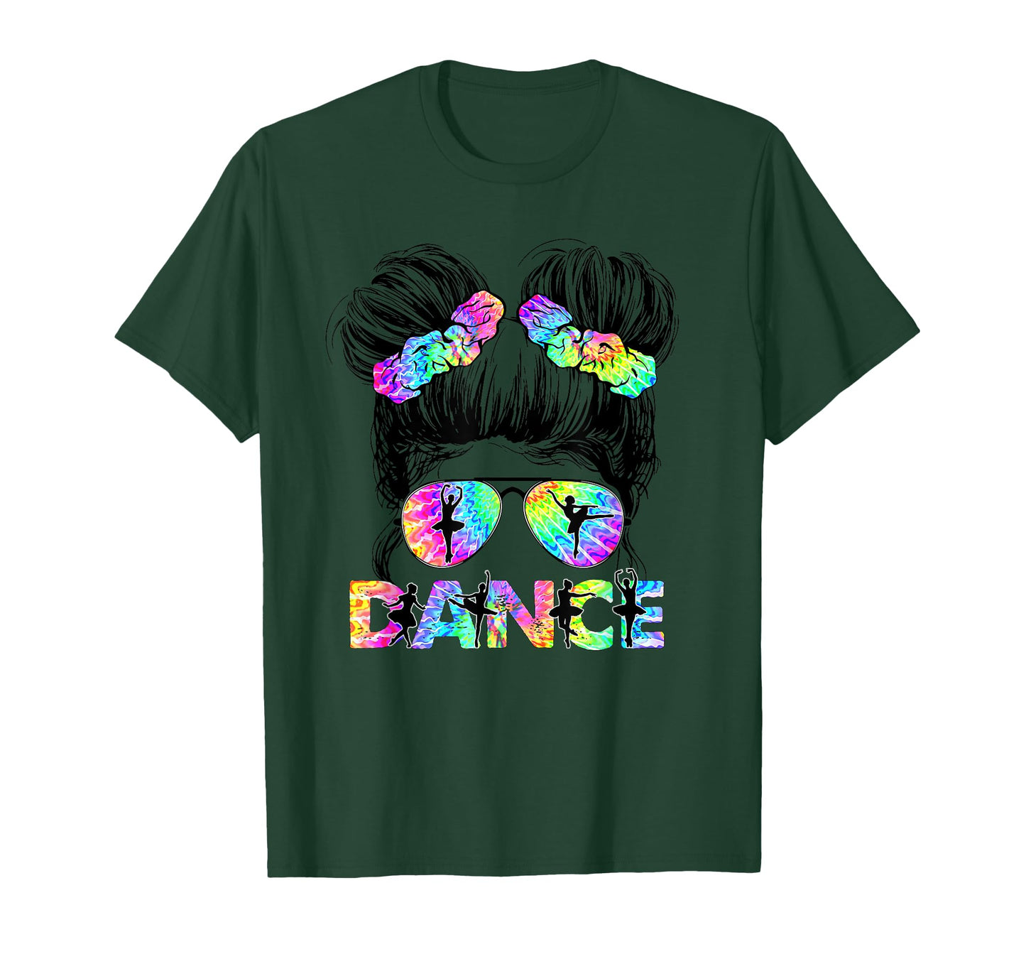 Messy Bun Dance Girl Tie Dye Dance Lover Dancing Life T-Shirt