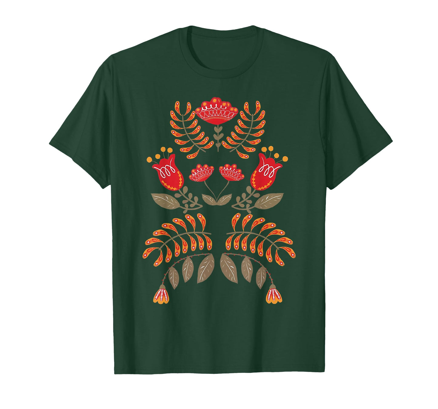 Vintage Flower Scandinavian Folk Art Botanical Mystical T-Shirt