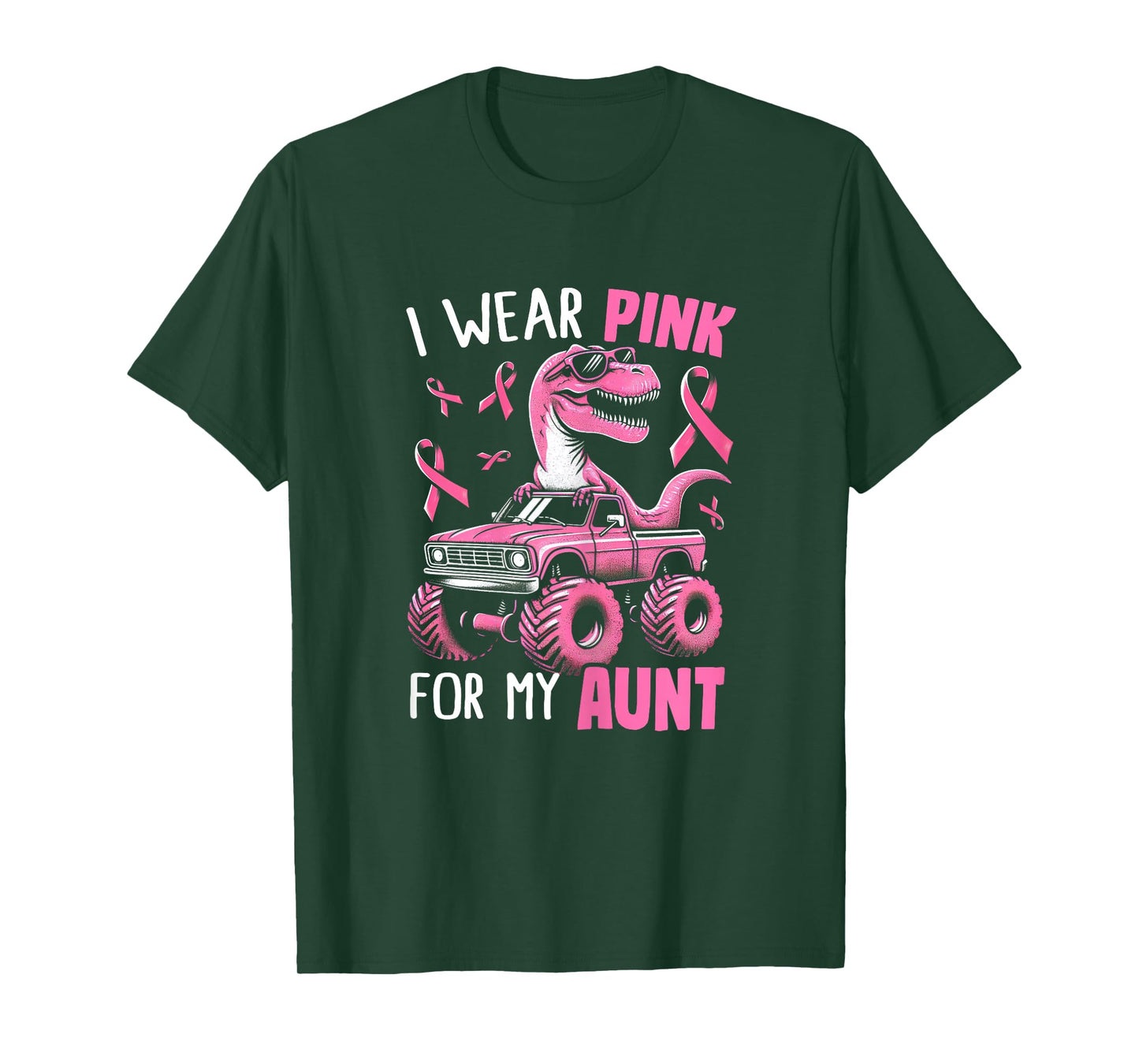 I Wear Pink For My Aunt Breast Cancer Awareness Dinosaur Kid T-Shirt