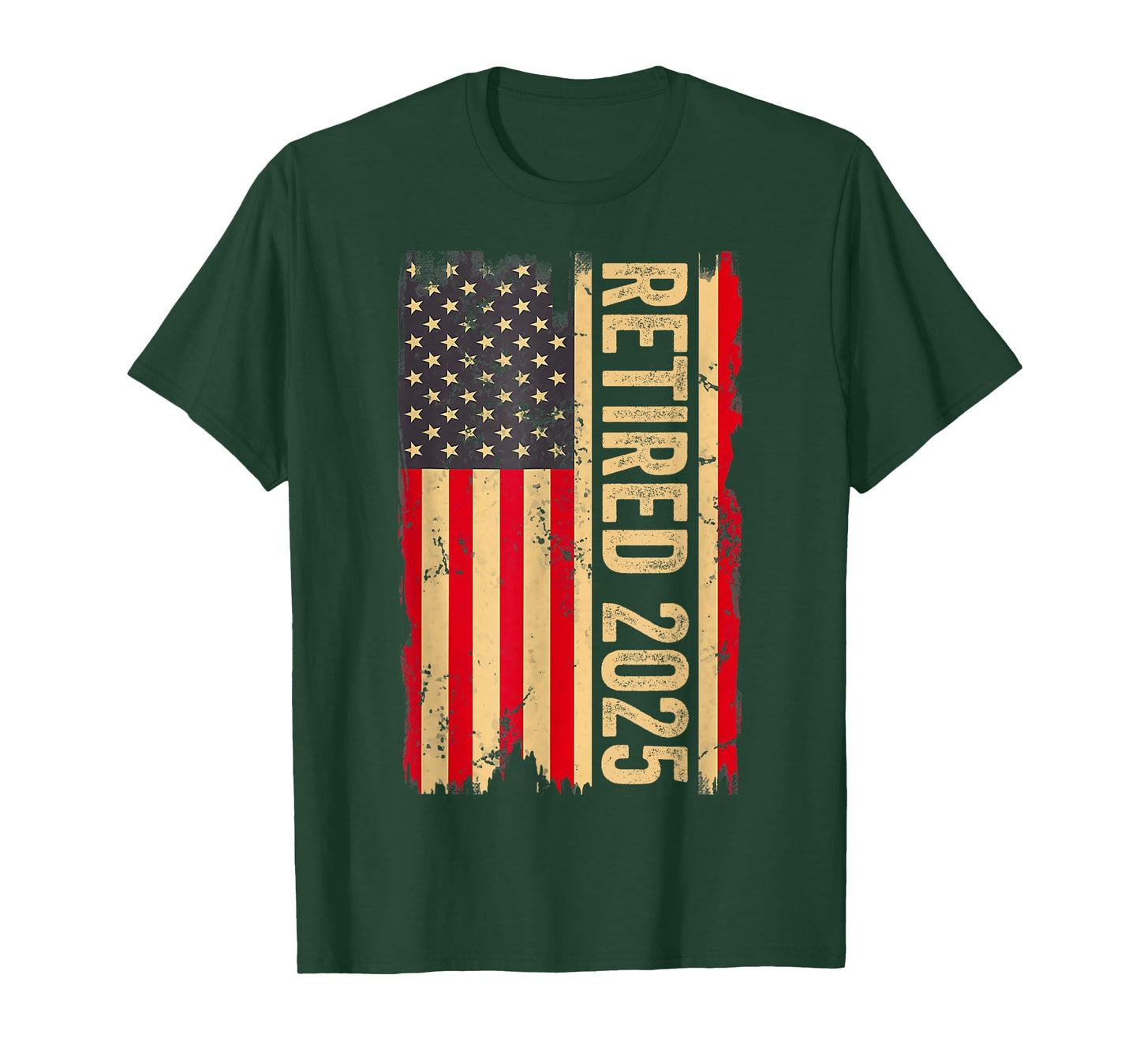 Vintage Retired 2025 Men Women US Retirement American Flag T-Shirt