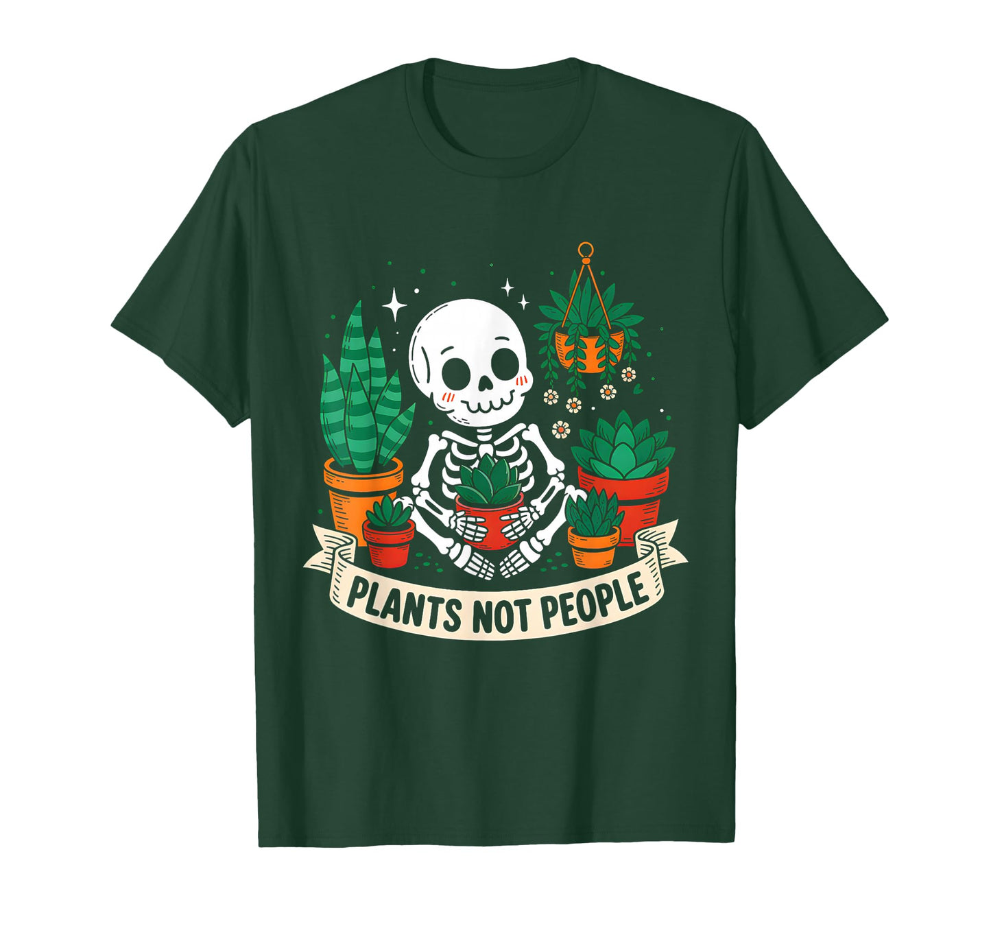 Plant Lover Skeleton Plants Not People Funny Botanical Bone T-Shirt