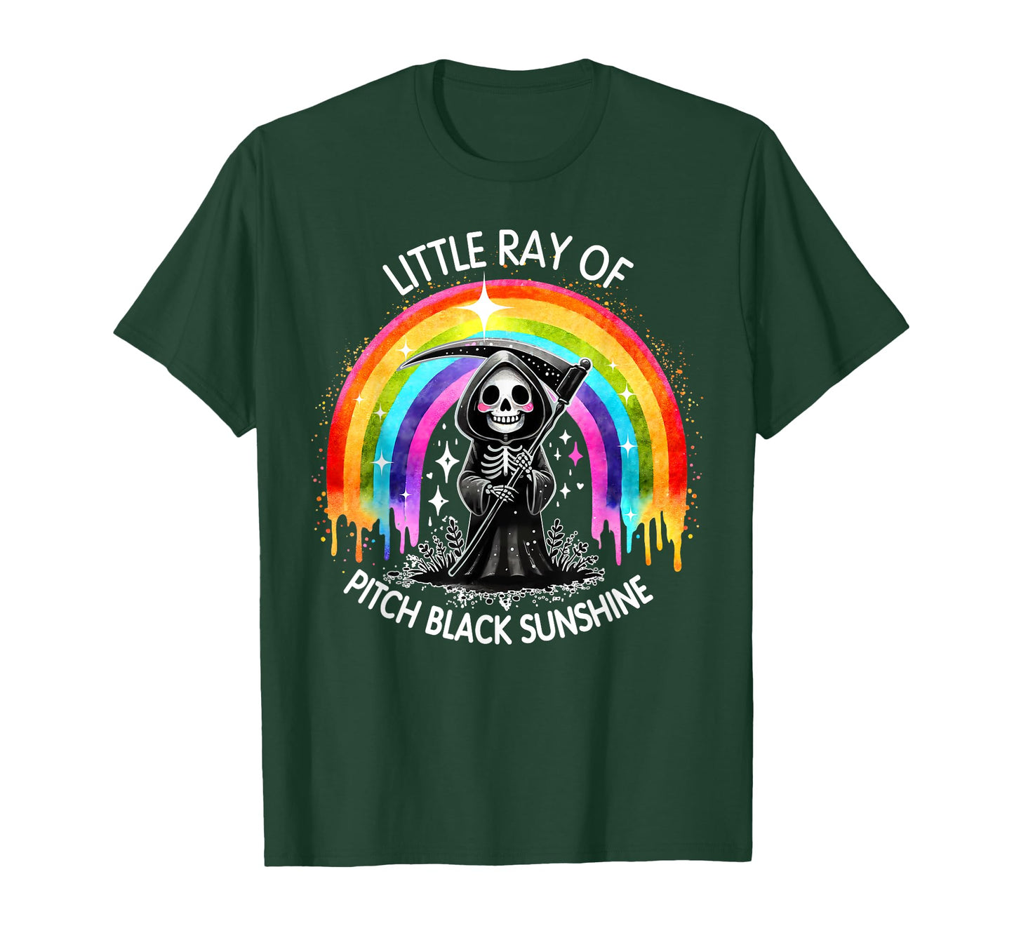 Little Ray Of Pitch Black Sunshine Death Rainbow Halloween Men Women Kids T-Shirt