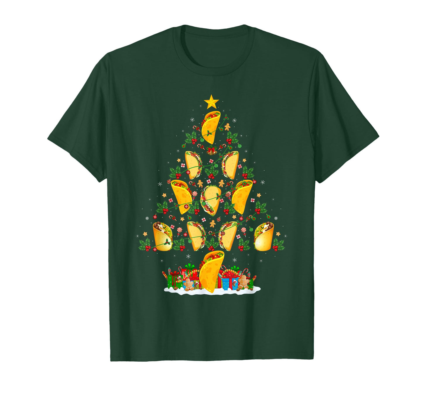 Taco Christmas Tree Funny Taco Fast Food Lover Foodie Xmas T-Shirt