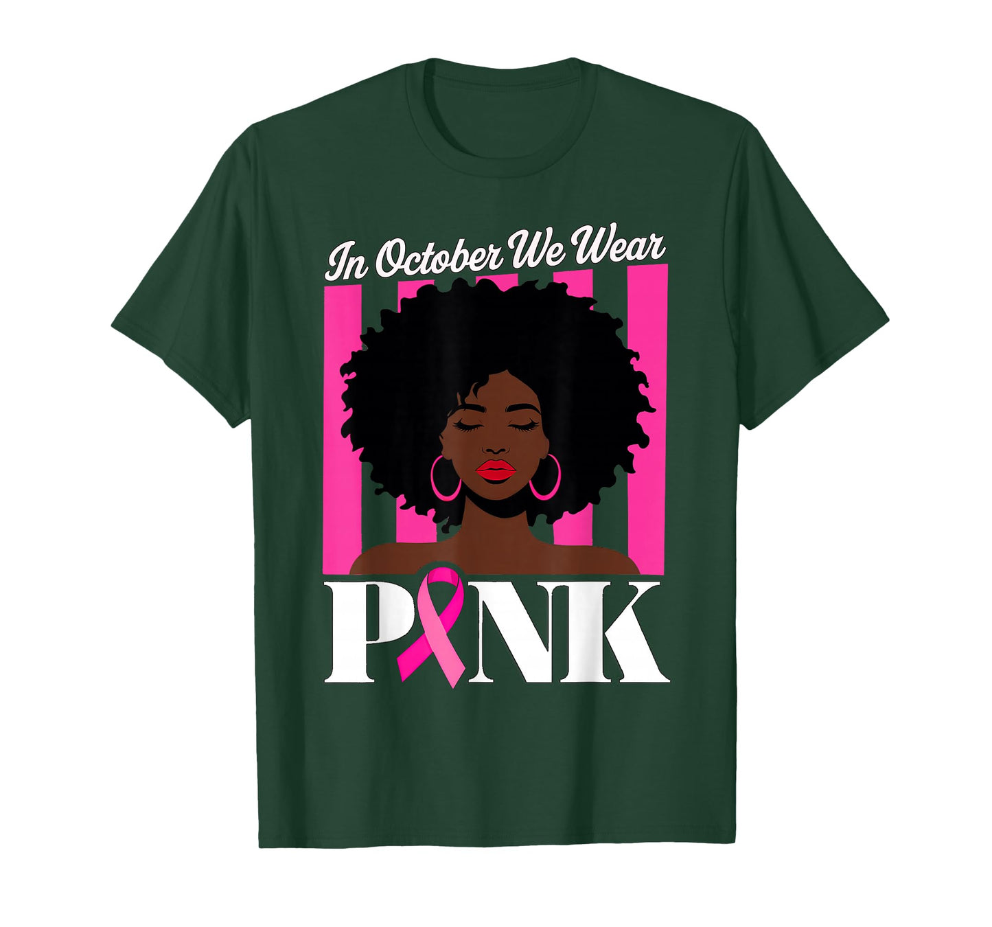 Vintage in October We Wear Pink Breast Cancer Afro American T-Shirt