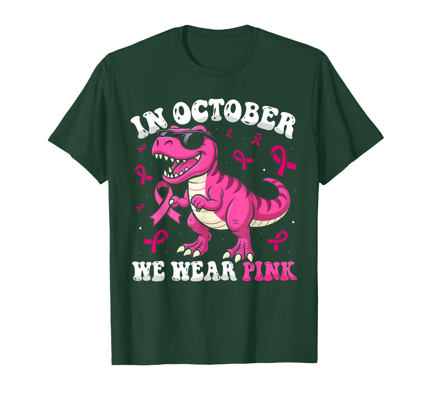 In October We Wear Pink Dinosaur Breast Cancer Awareness Boy T-Shirt
