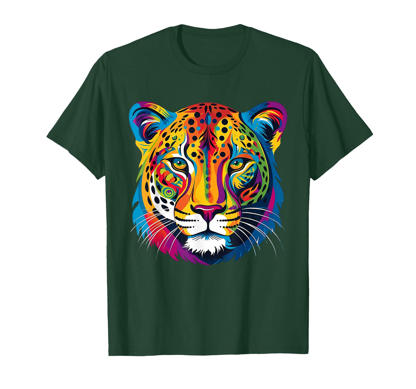 Colorful Cheetah Face Animal Print Big Cat Wildlife Graphic T-Shirt