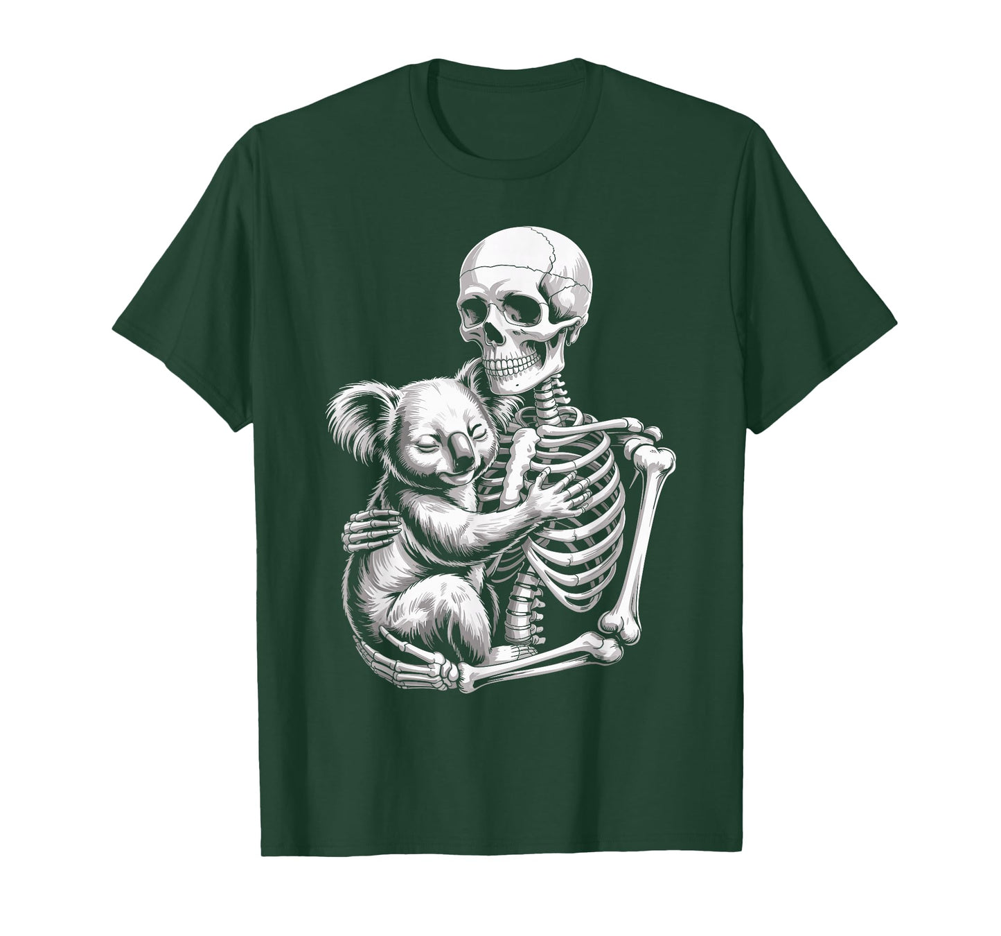 Skeleton Hugging Koala Bear Lover Spooky Season Halloween T-Shirt