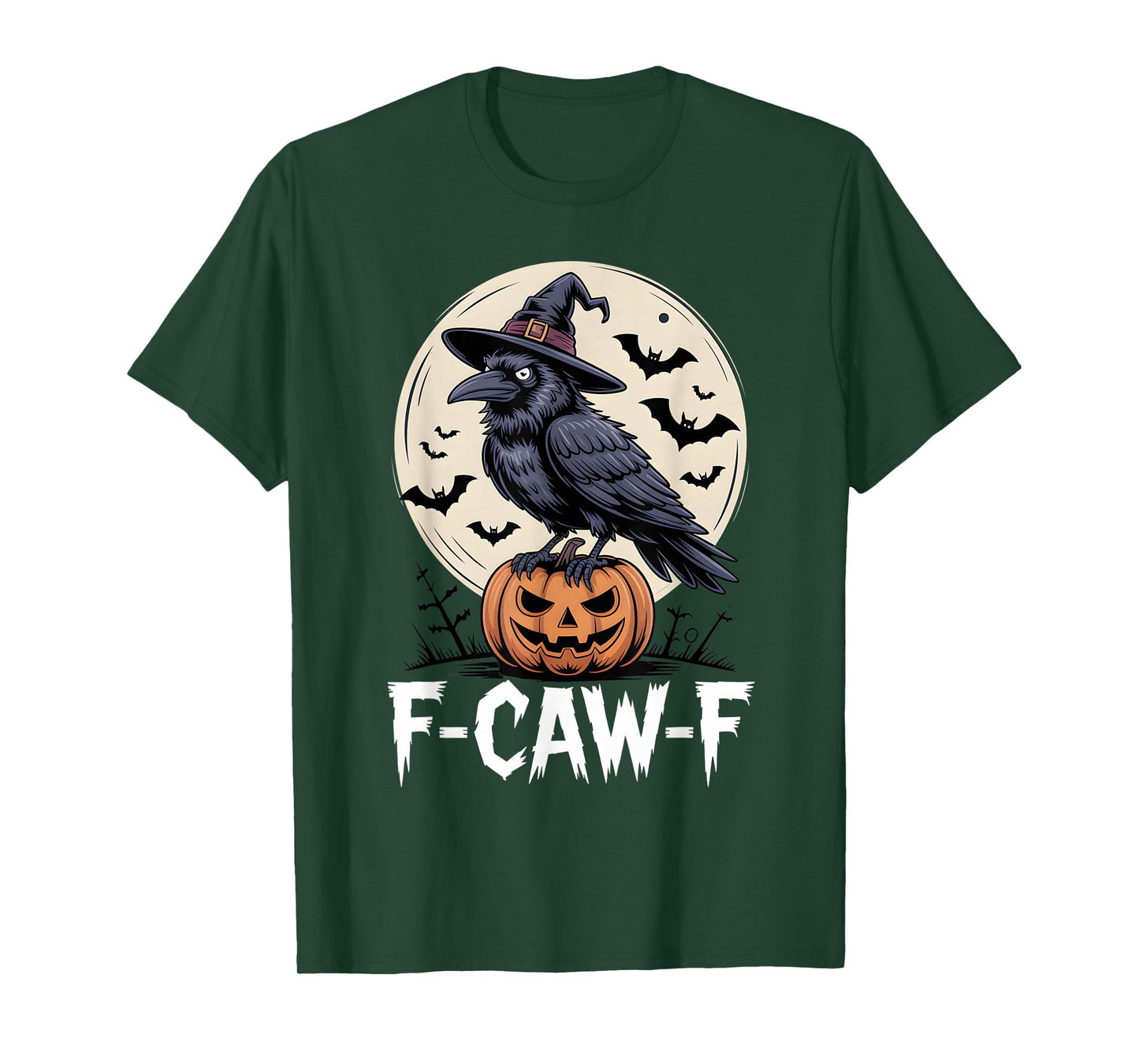 F-CAW-F Crow Pumpkin Moon Halloween Outfit for Adults T-Shirt