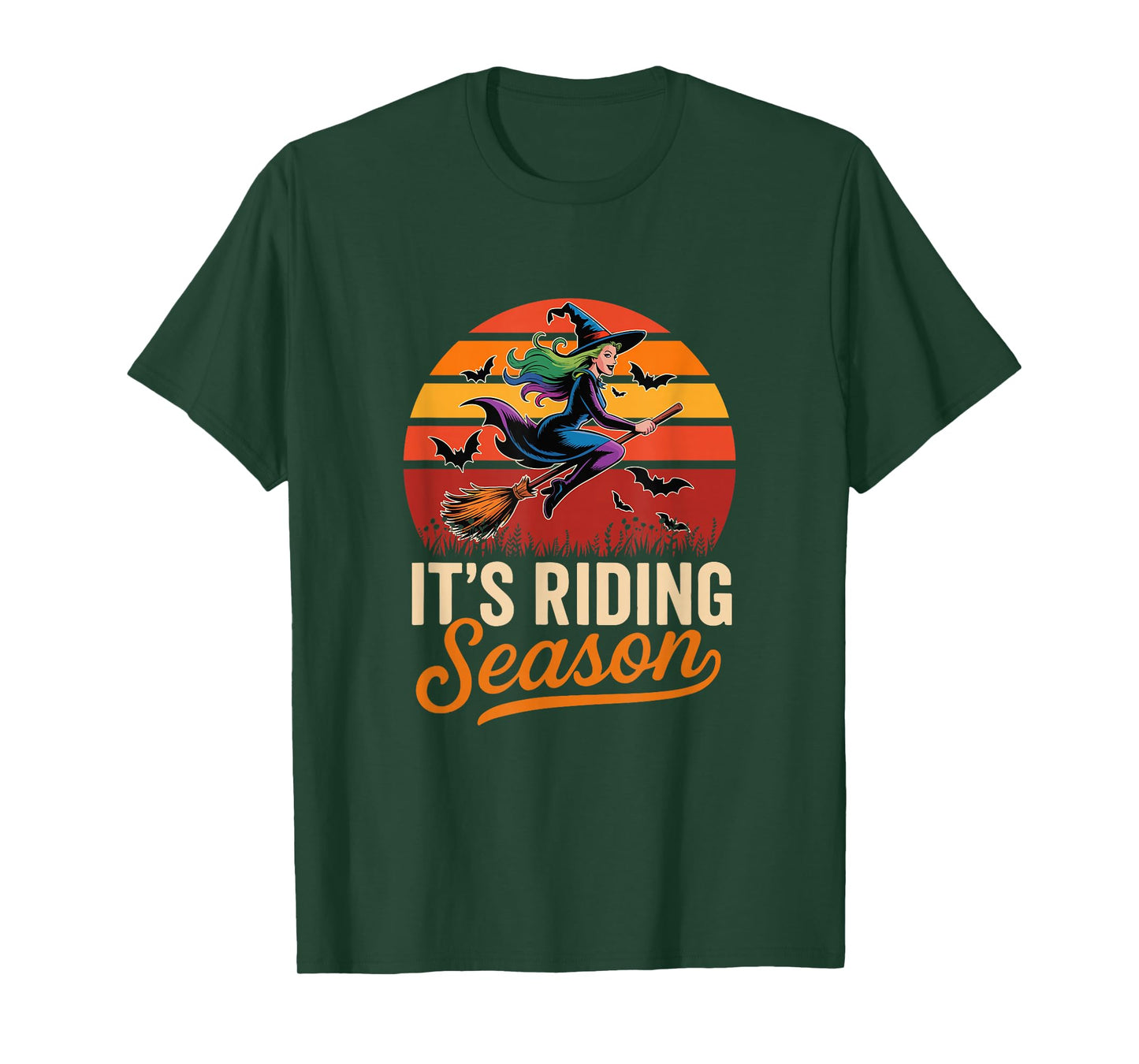 Vintage It's Riding Funny Season Halloween Witch Broomstick T-Shirt
