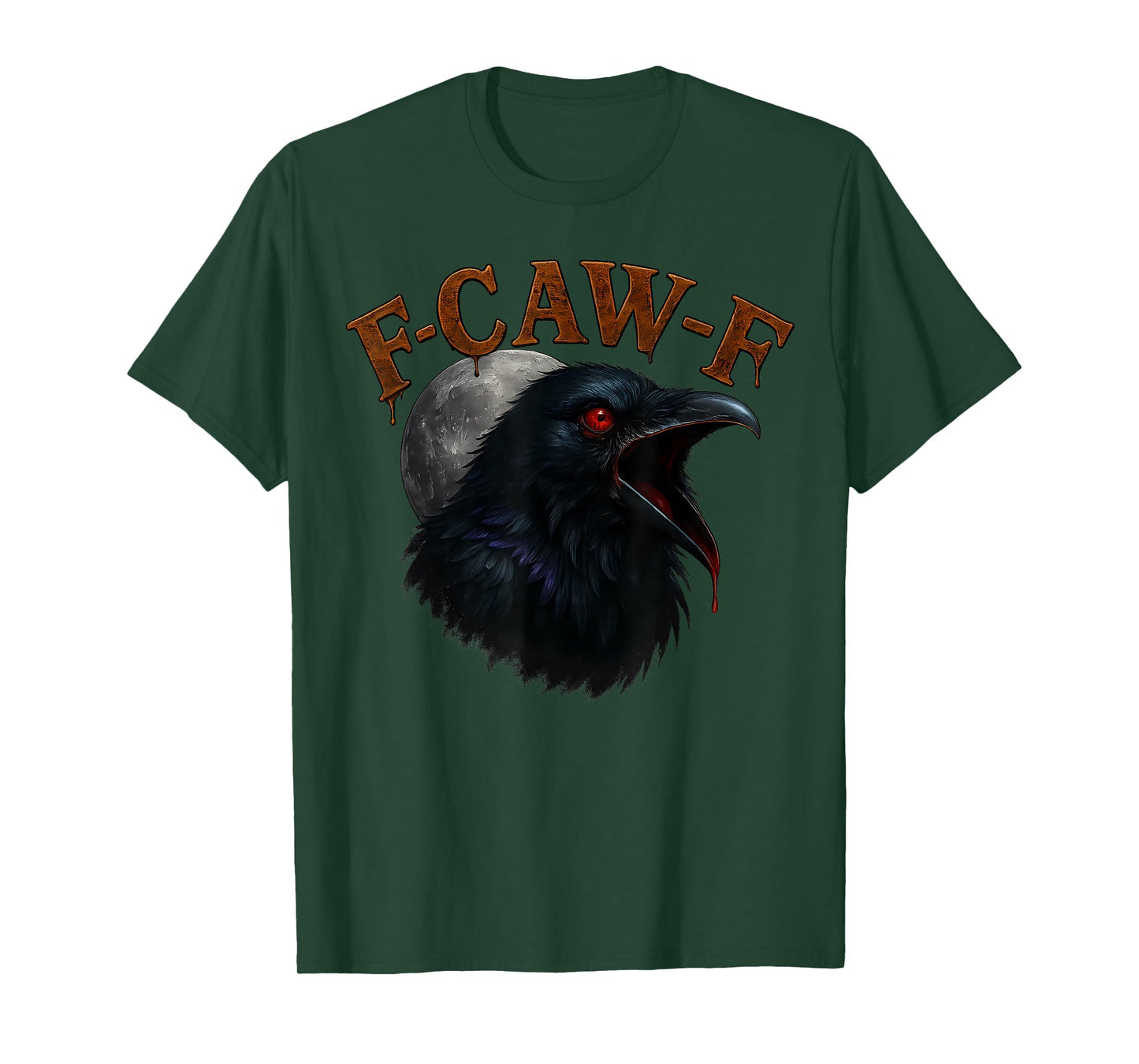 Retro Funny F CAW F Crow and Bird Moon T-Shirt