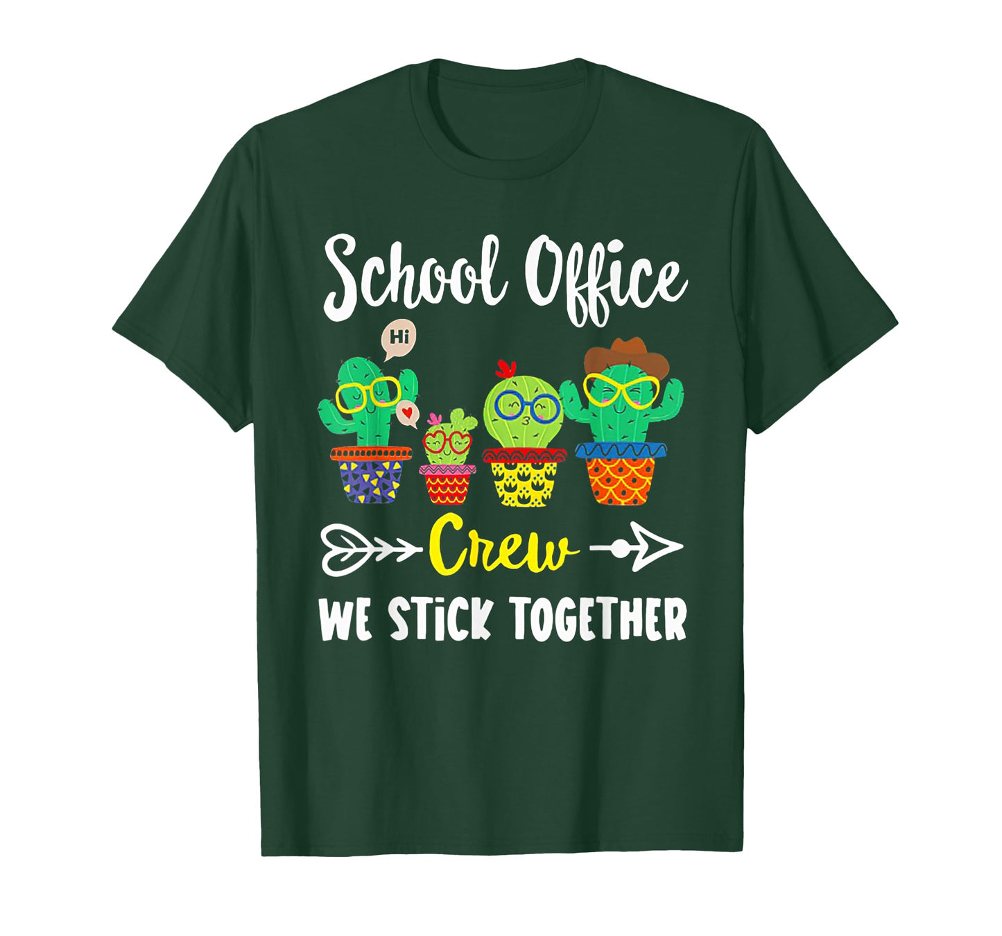 School Office Crew We Stick Together Funny Cactus T-Shirt