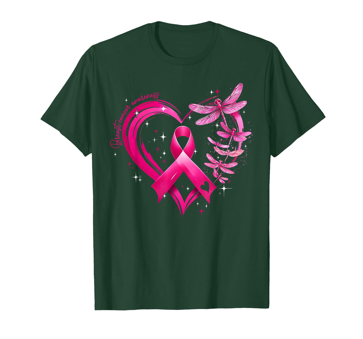 Breast Cancer Awareness Heart Dragonflies Men Women Kid T-Shirt
