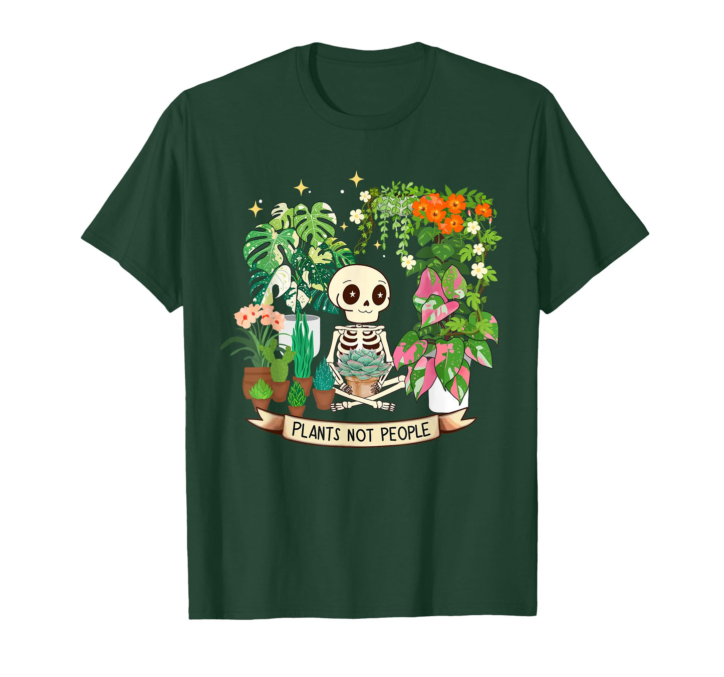 Plant Lover Skeleton Plants Not People T-Shirt