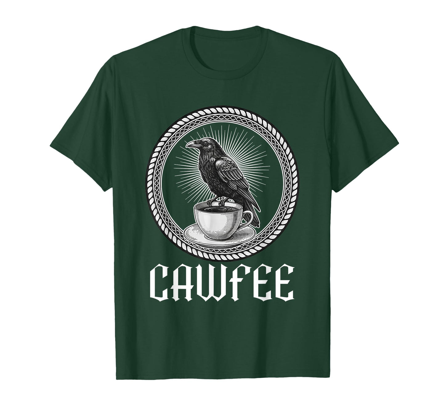 Raven and Coffee Pun Vintage Meme Art F-Caw-F Cawfee Lovers T-Shirt