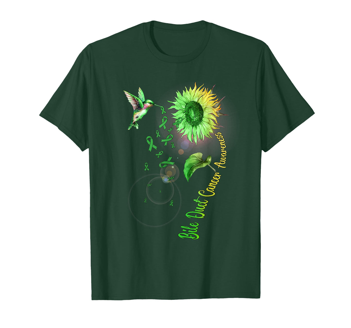 Bile Duct Cancer Sunflower Hummingbird T-Shirt
