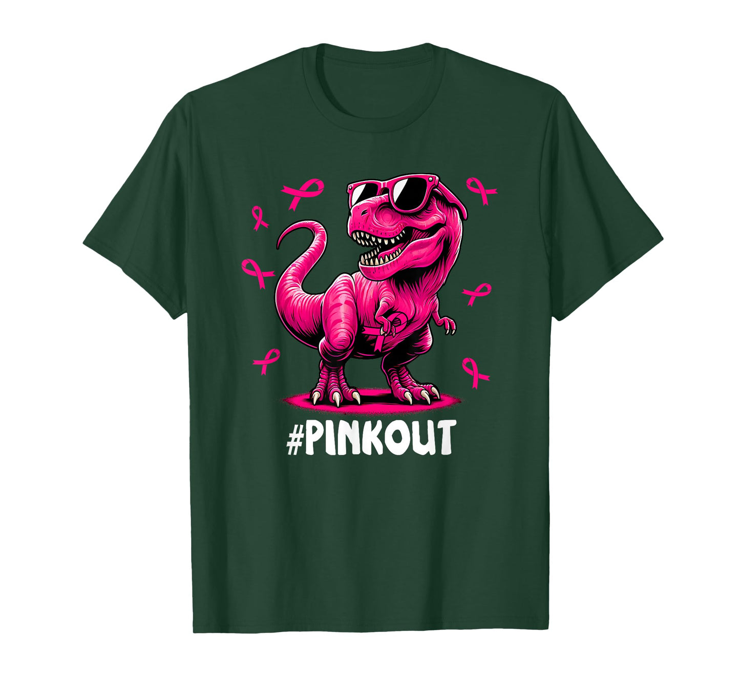 Pink Out Breast Cancer Dinosaur Ribbon Boy Girl Kid T-Shirt