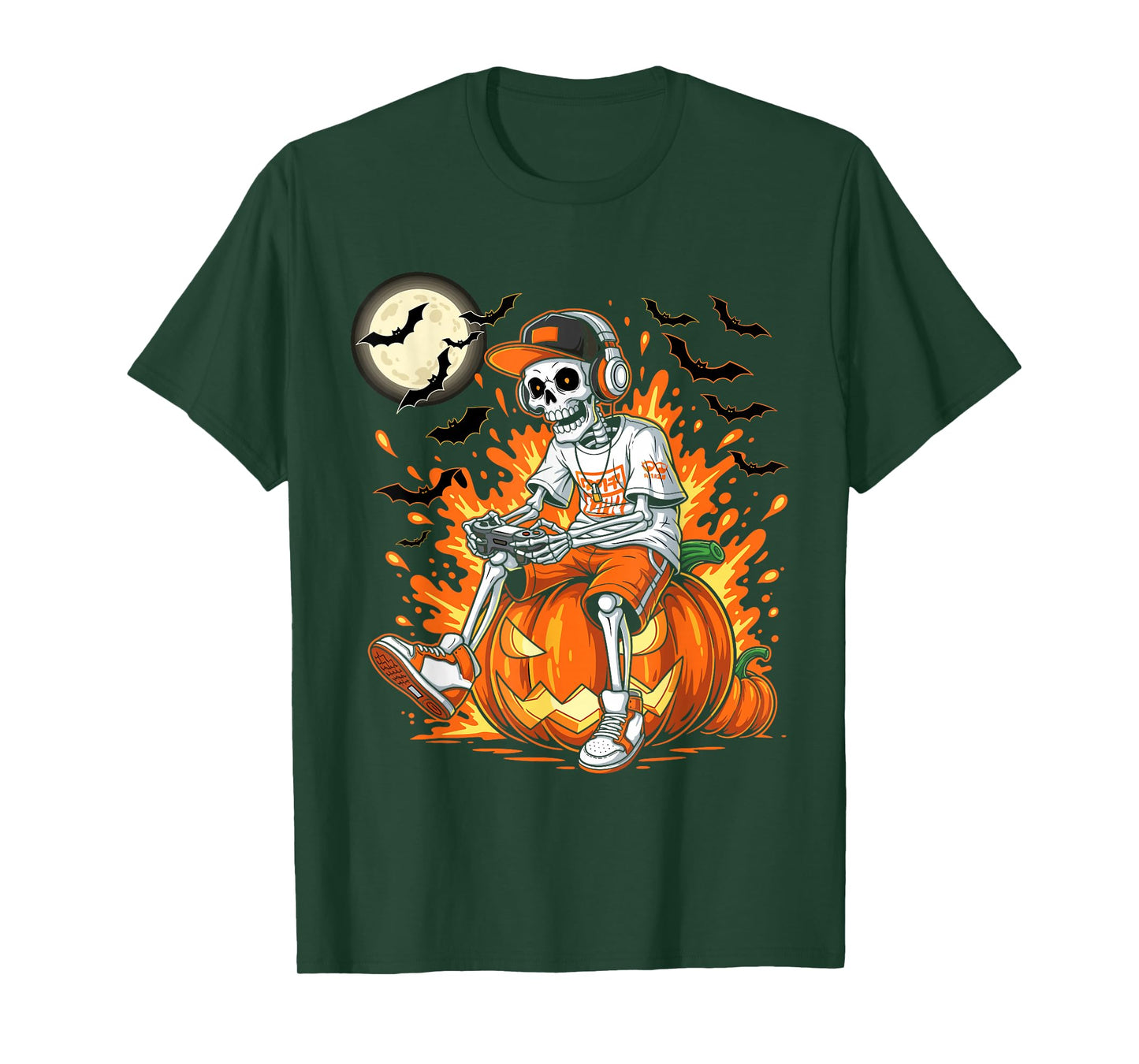 Skeleton Gamer Teen Boys Video Gaming Halloween Costume T-Shirt