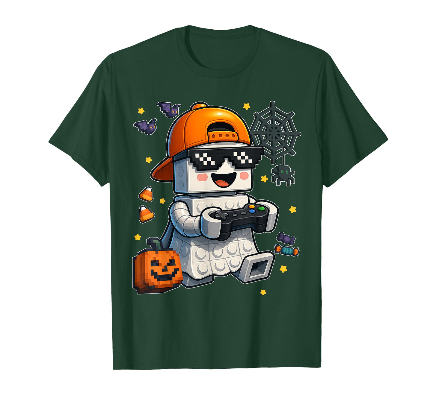 Building Brick Boo Game Controller Halloween Costumes Boys T-Shirt
