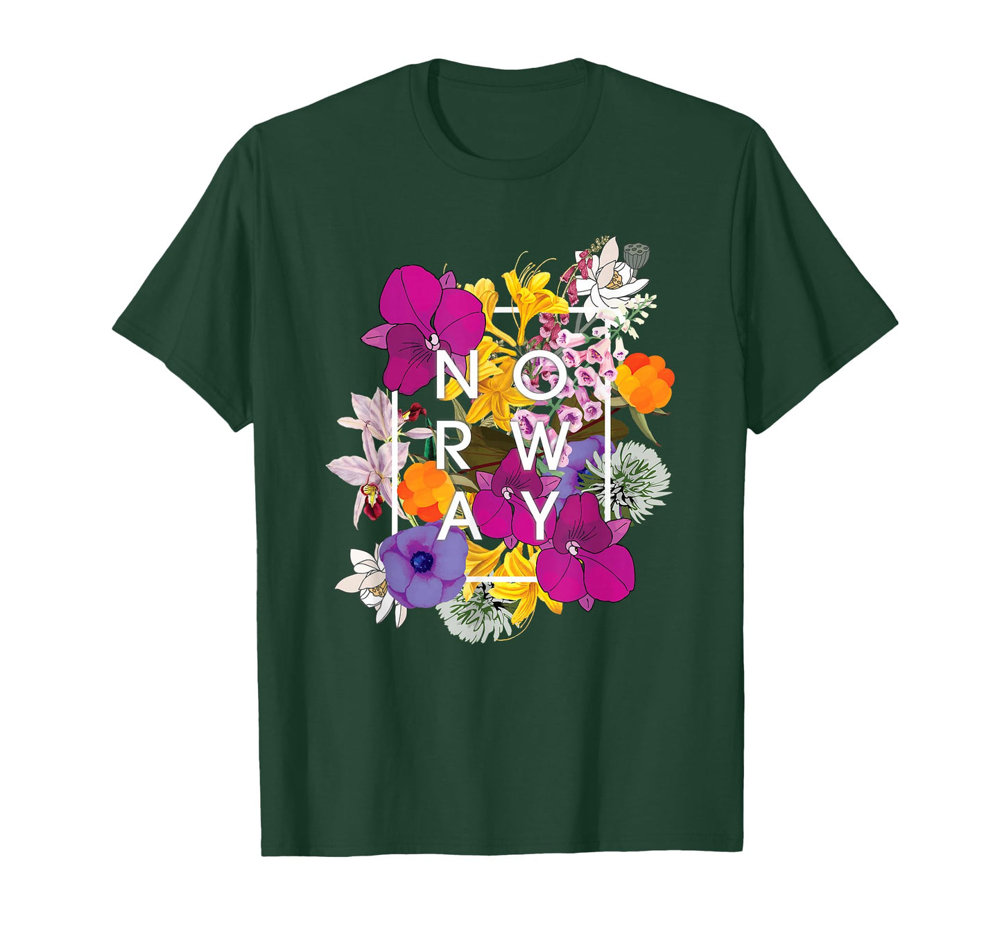 Flowers of Norway Word Art - Norwegian Pride T-Shirt