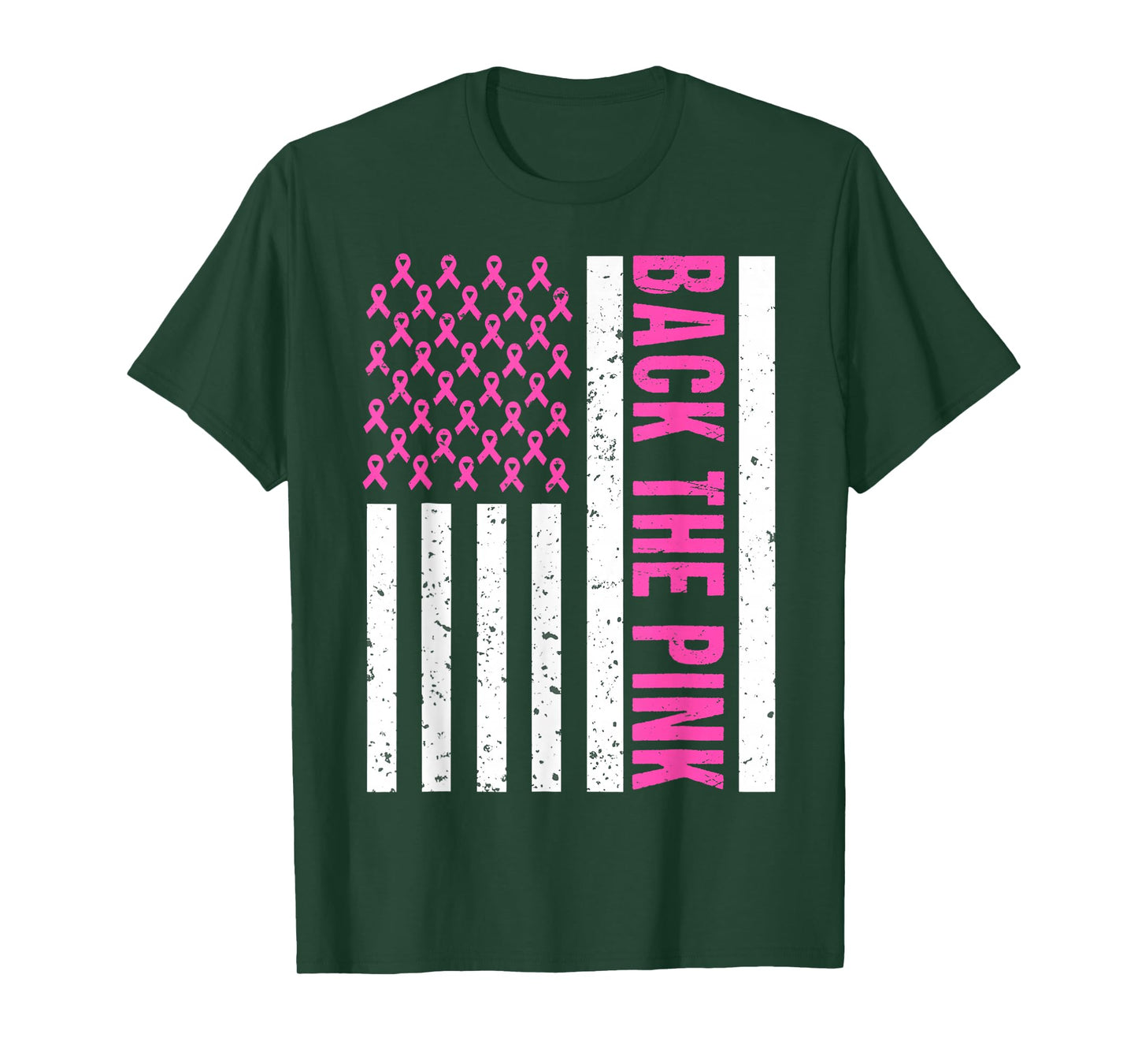 Back The Pink Breast Cancer Awareness USA Flag Men Women Kid T-Shirt