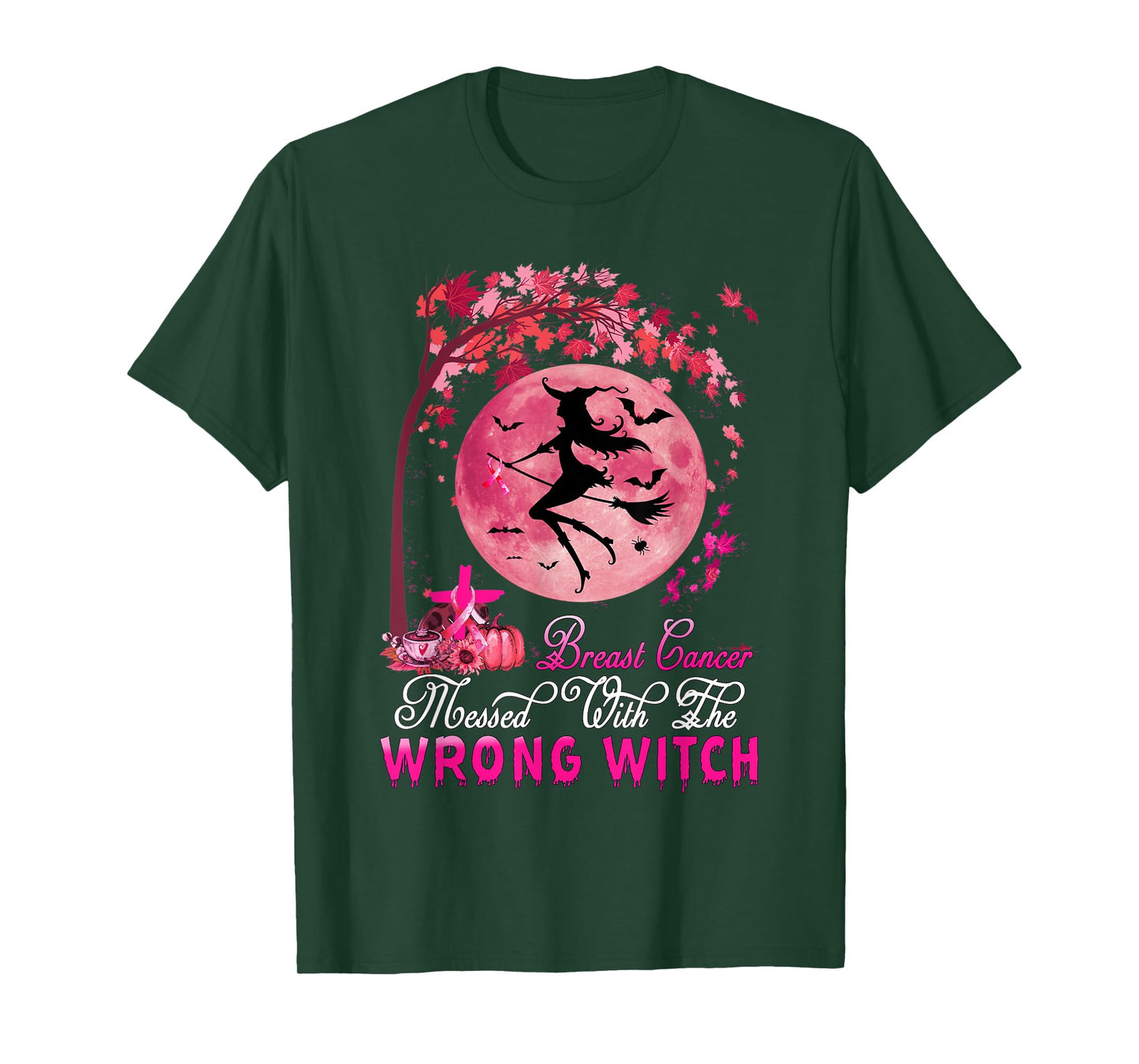 Breast Cancer Messed With The Wrong Witch Support Cancer T-Shirt