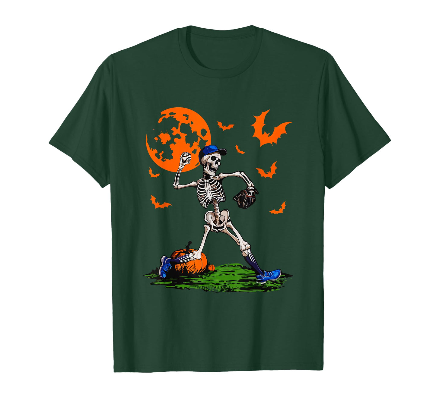 Funny Skeleton Playing Baseball Halloween Baseball Lover T-Shirt