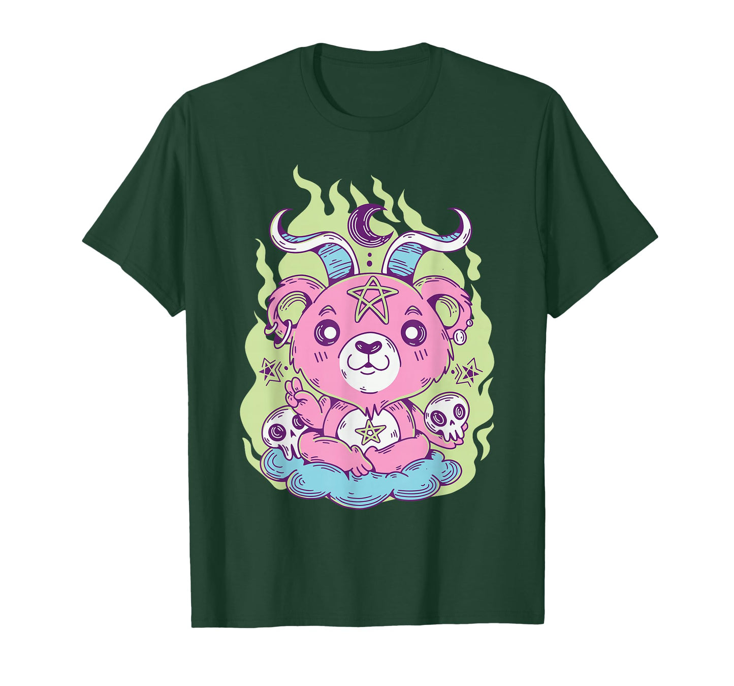 Kawaii Pastel Goth Cute Creepy Bear Skeleton Men Women T-Shirt