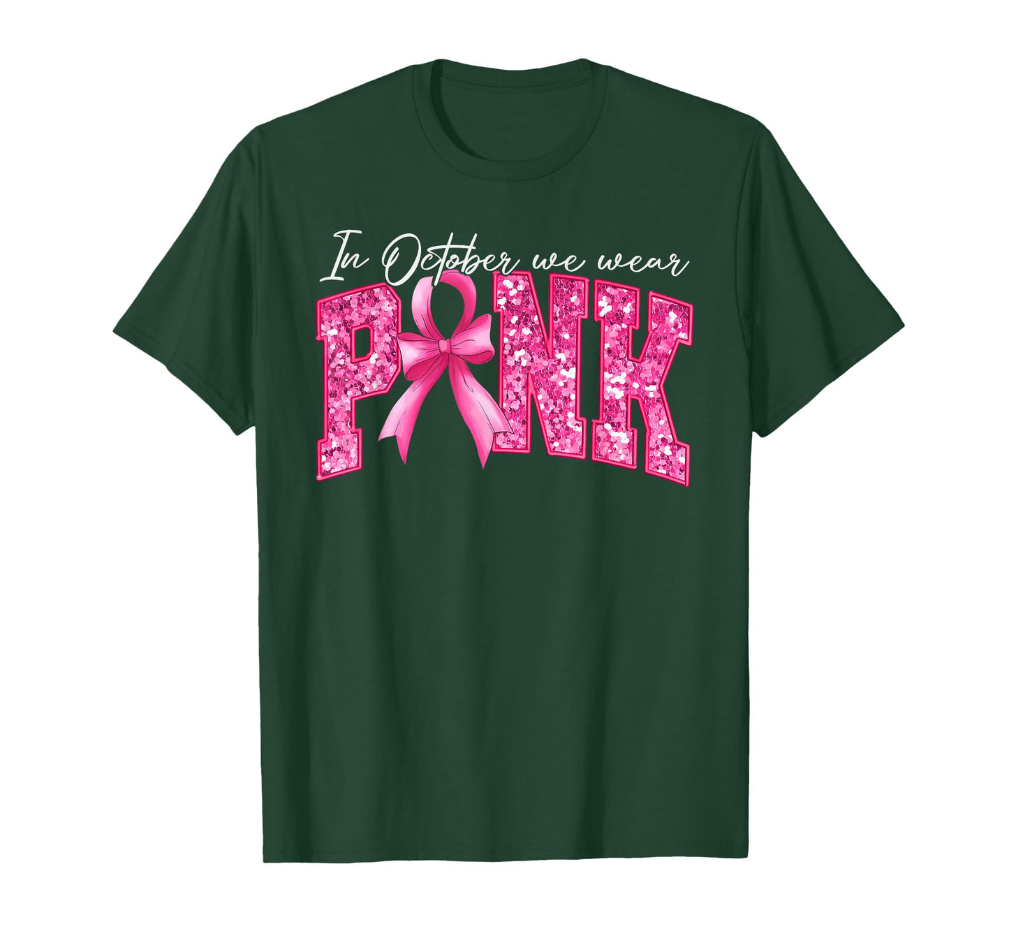 Pink Ribbon Coquette Bow Breast Cancer Awareness Women Girls T-Shirt