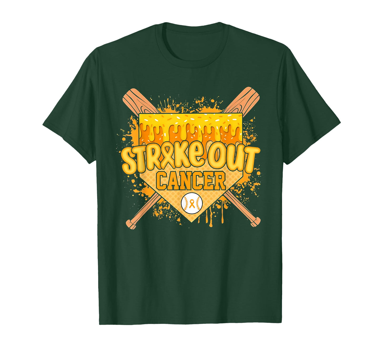 Baseball Ice Cream Drip Strike Out Childhood Cancer Boy Kid T-Shirt