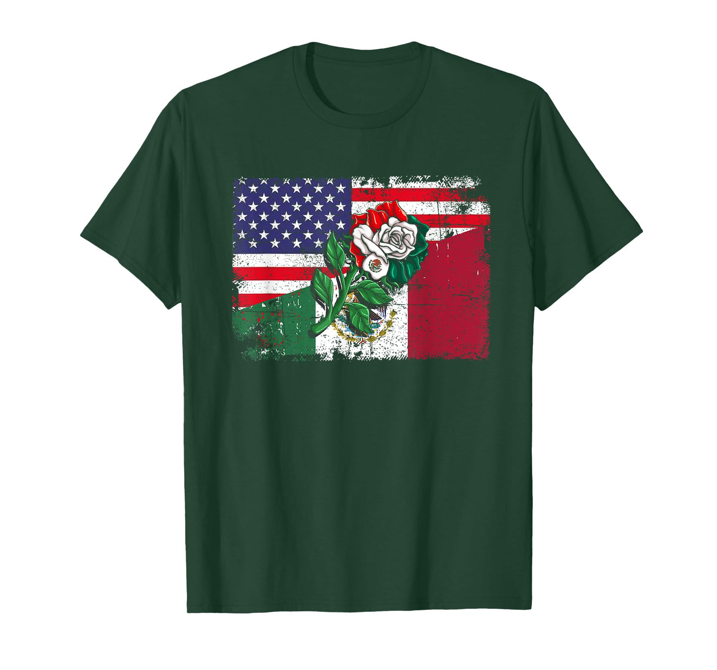Mexico Tshirt US Flag Mexican Flag American Flag Rose T-Shirt for Women Kids Men
