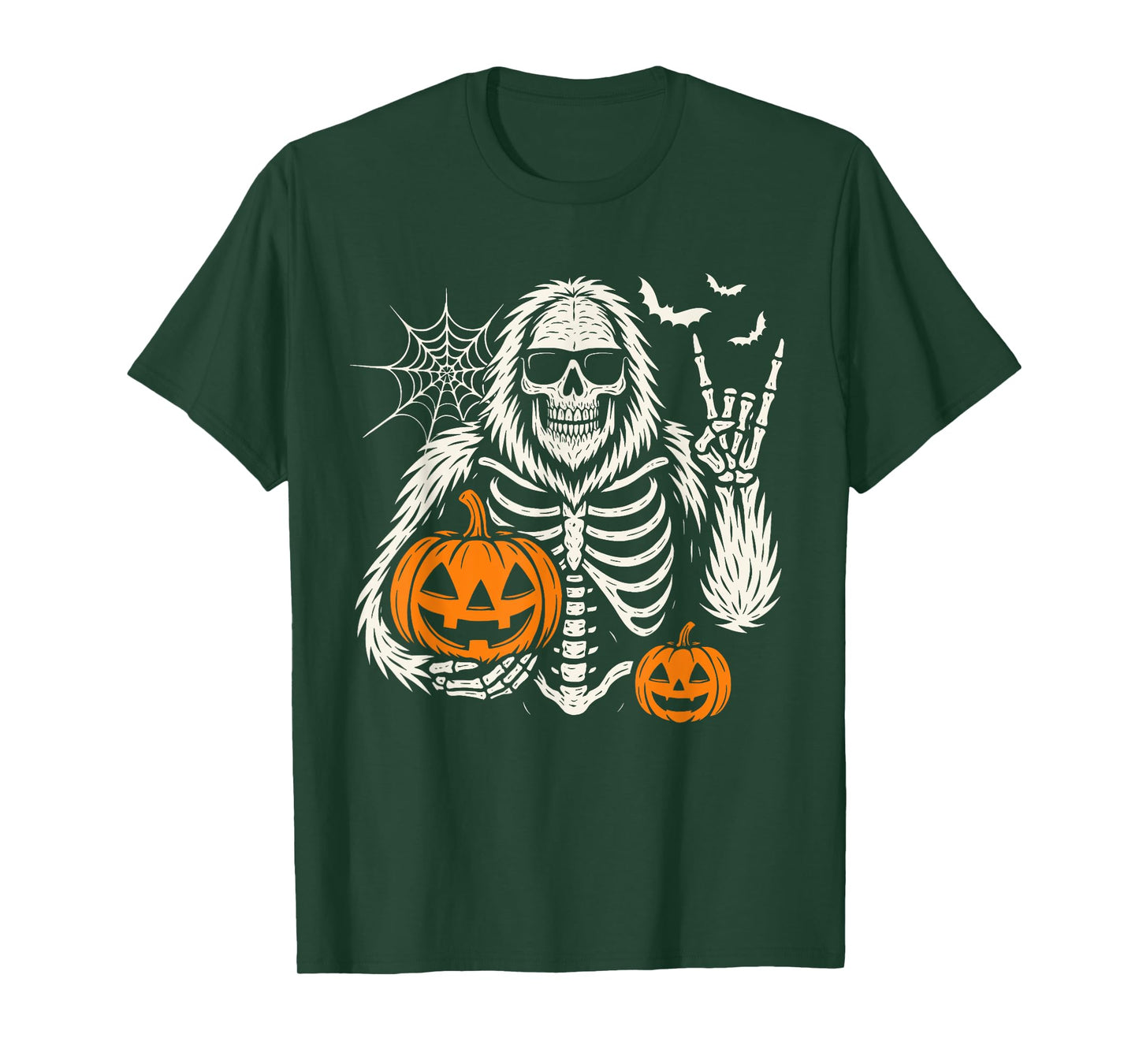 Spooky Skeleton Bigfoot Jack O Lantern Halloween Pumpkins T-Shirt