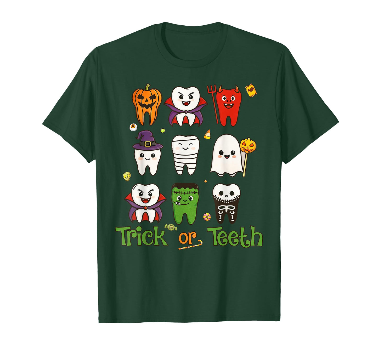 Trick Or Teeth Dental Squad Halloween Pediatric Dentist T-Shirt