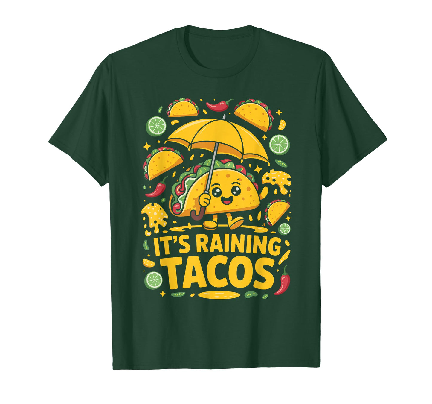 It’s Raining Tacos Kawaii Mexican Food Humor Graphic T-Shirt