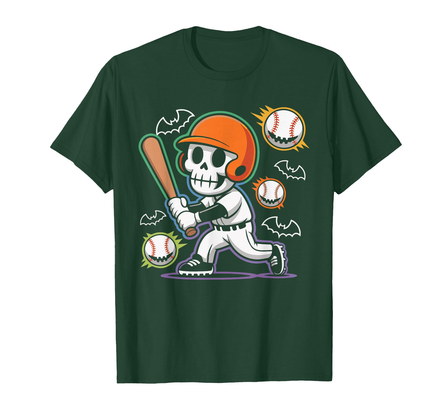Spooky Season Skeleton Baseball Player Halloween Batter Men T-Shirt