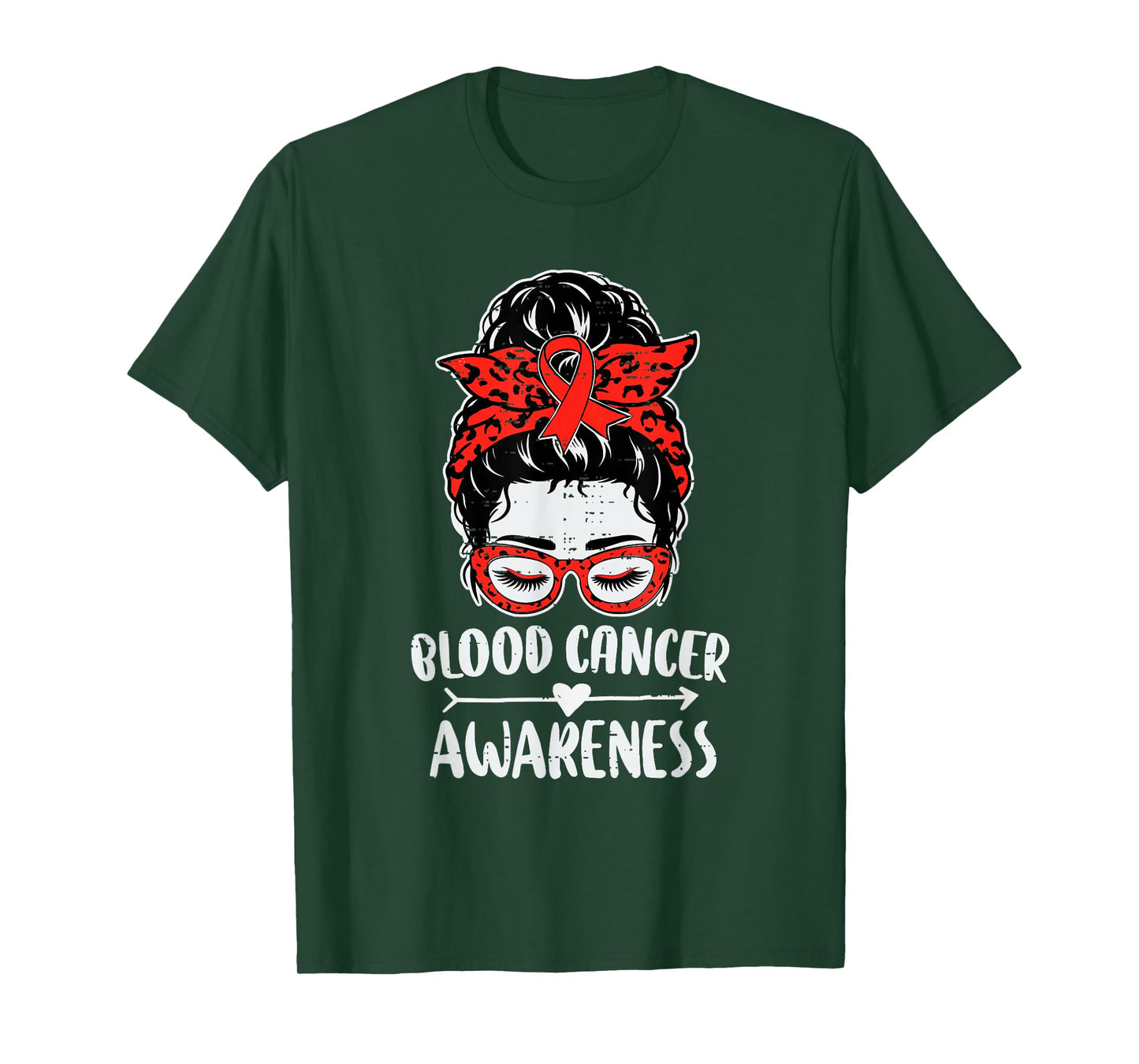 Womens Blood Cancer Warrior Awareness Ribbon Red Support T-Shirt