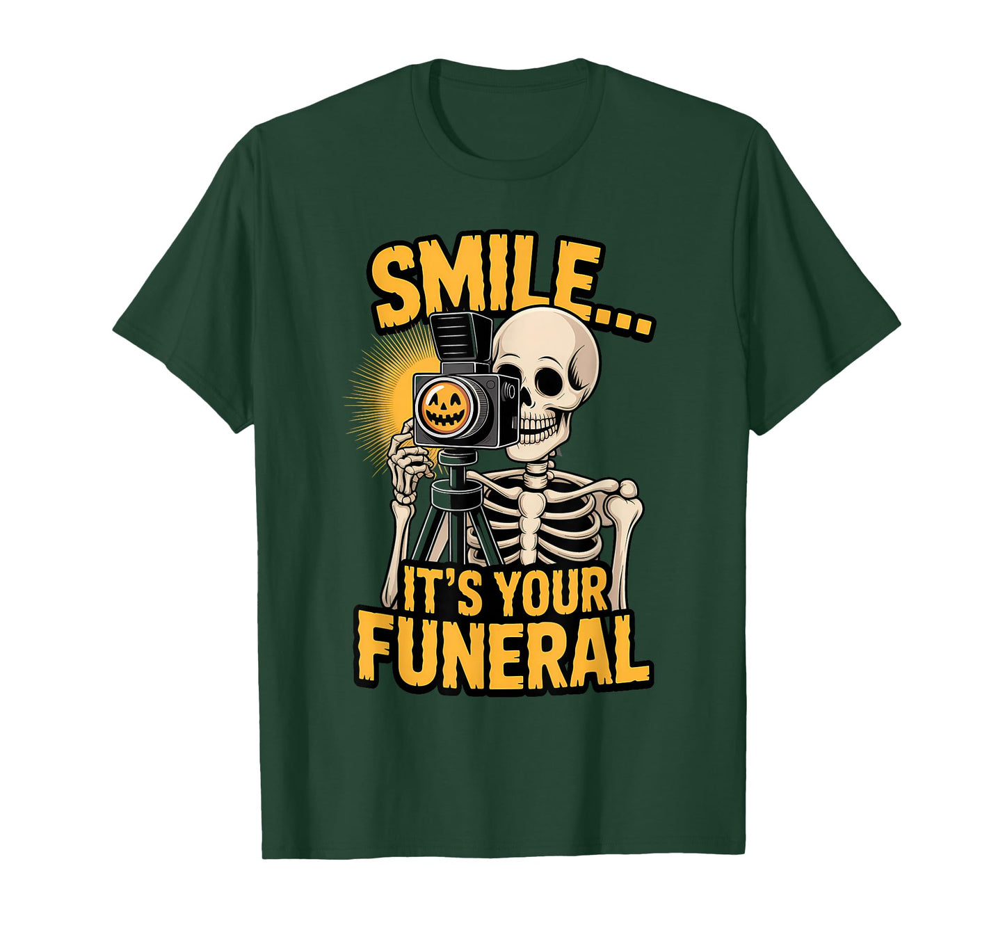 Skeleton Photographer Halloween Funny Spooky Camera T-Shirt