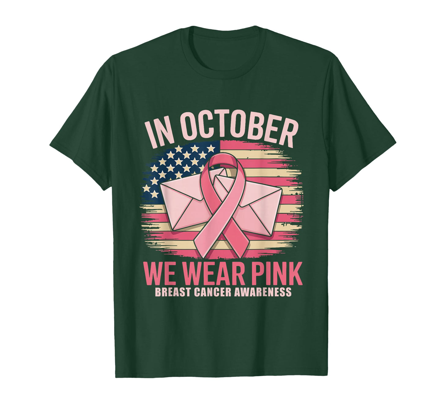 October We Wear Pink Breast Cancer Awareness Postal Worker T-Shirt