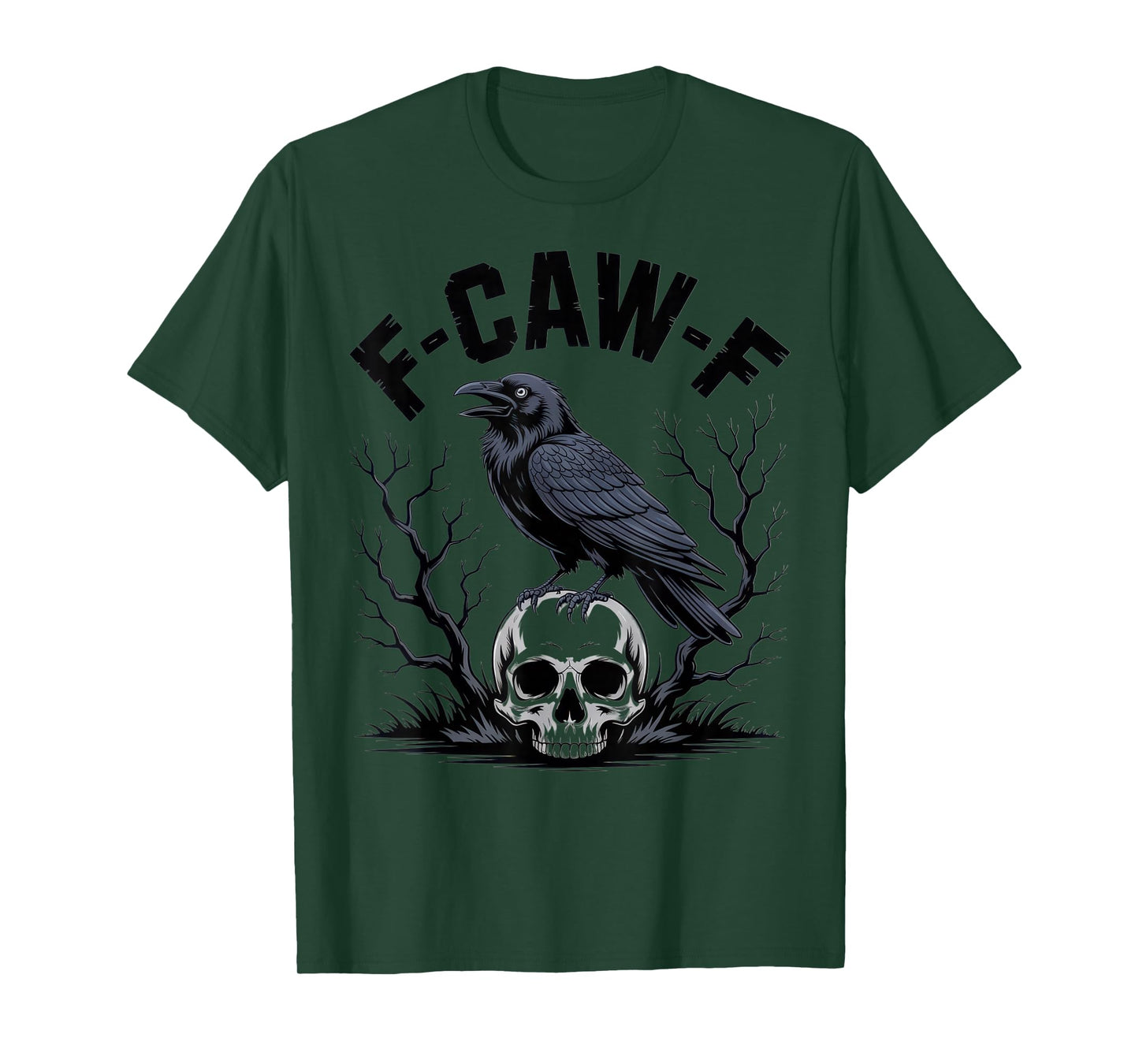 F-CAW-F Raven Skull Art for Gothic Lovers Halloween Vibes T-Shirt