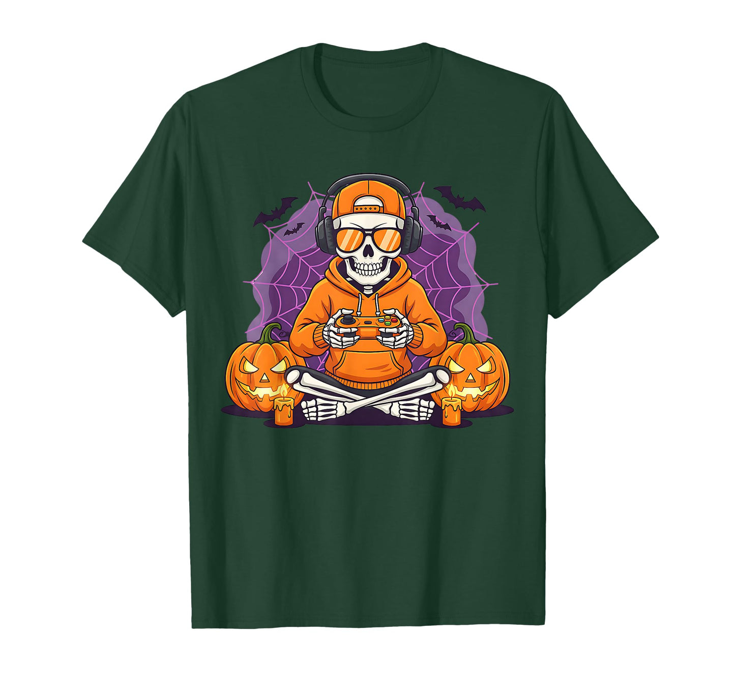 Skeleton Gamer Halloween Spooky Gaming Skeleton Boys Men T-Shirt