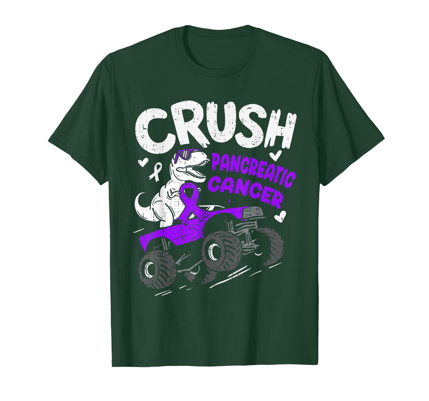 Crush Pancreatic Cancer Awareness Dino Ribbon Purple Boy Kid T-Shirt