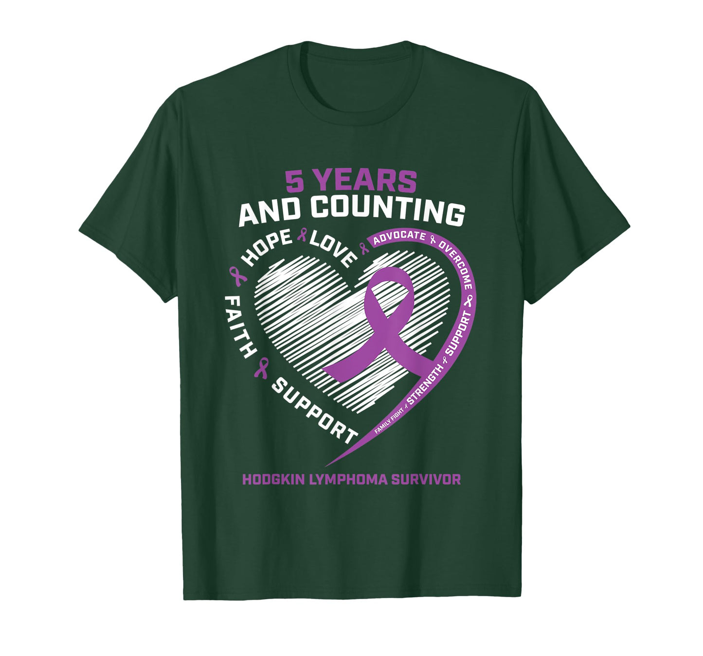 5 Years Cancer Free Gifts Women Hodgkin's Lymphoma Survivor T-Shirt