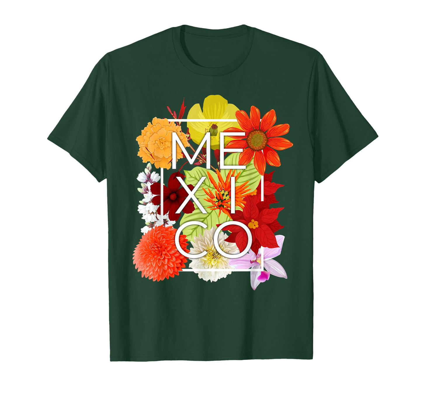 Flowers of Mexico Word Art - Mexican Pride T-Shirt
