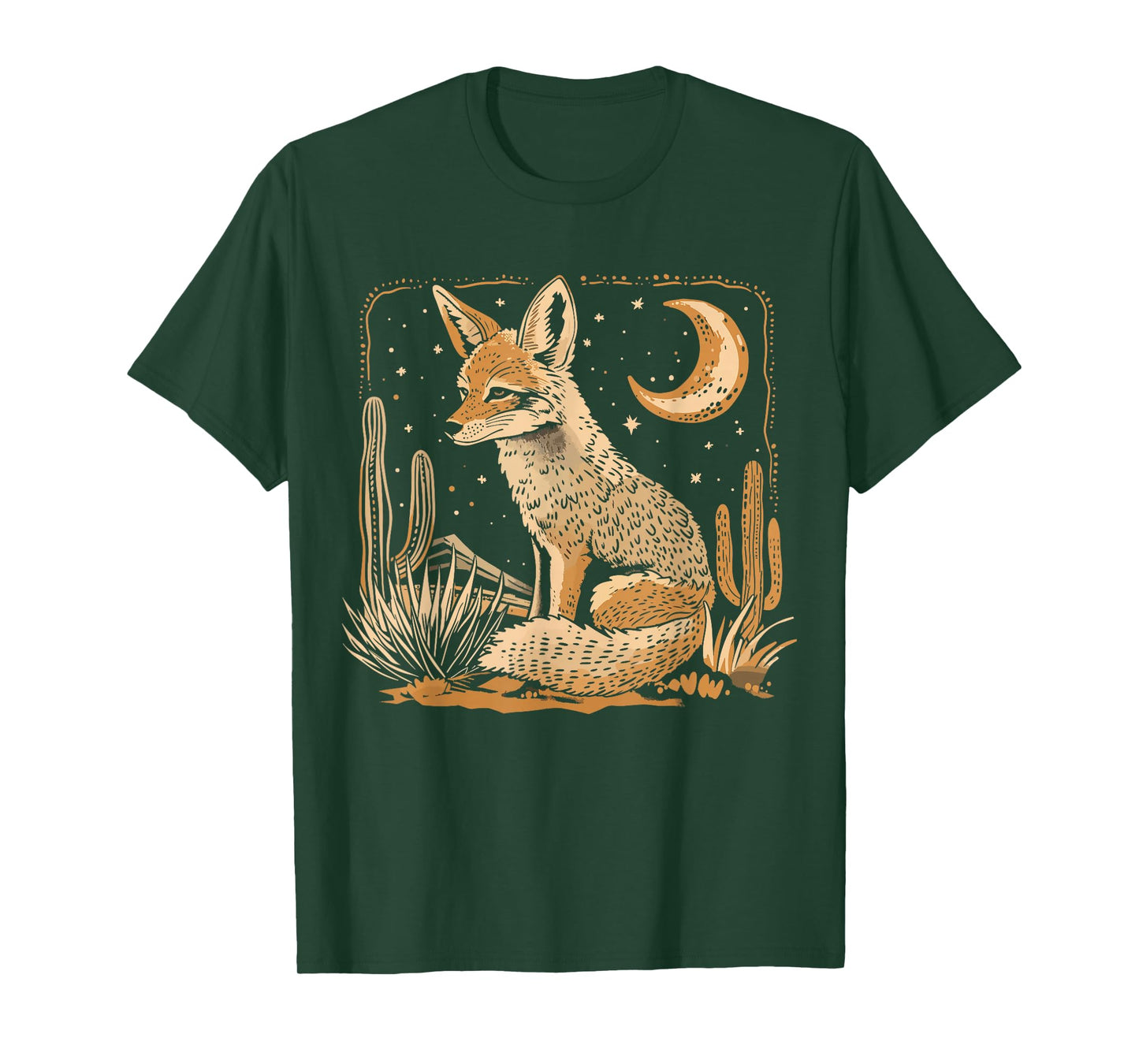Coyote Desert Nature Scenic Wild Animal South West Cactus T-Shirt