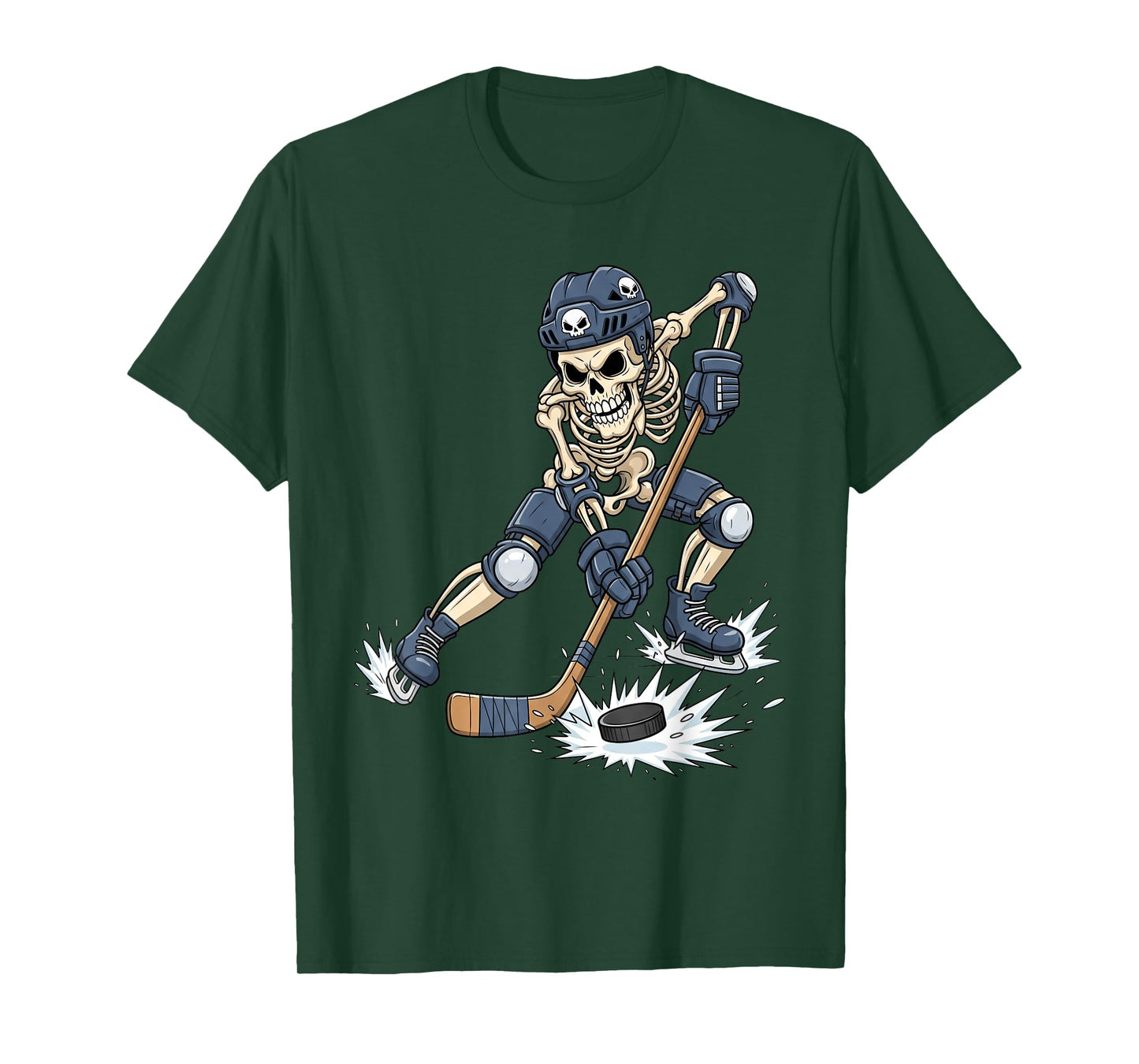 Spooky Skeleton Playing Hockey Funny Halloween Toddler Kids T-Shirt