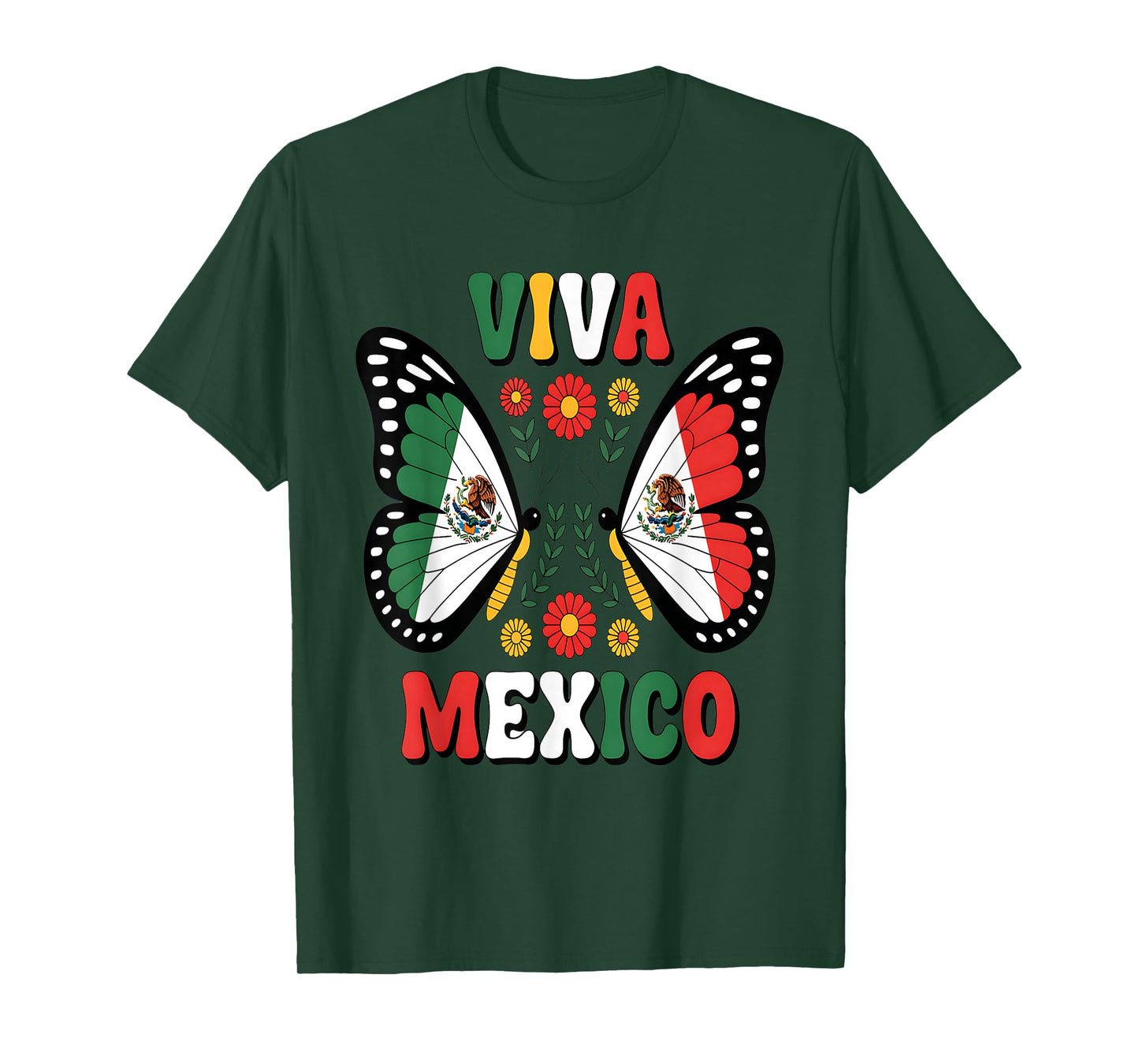 Viva Mexico Mexican Butterfly Independence Day Flag Mexico T-Shirt