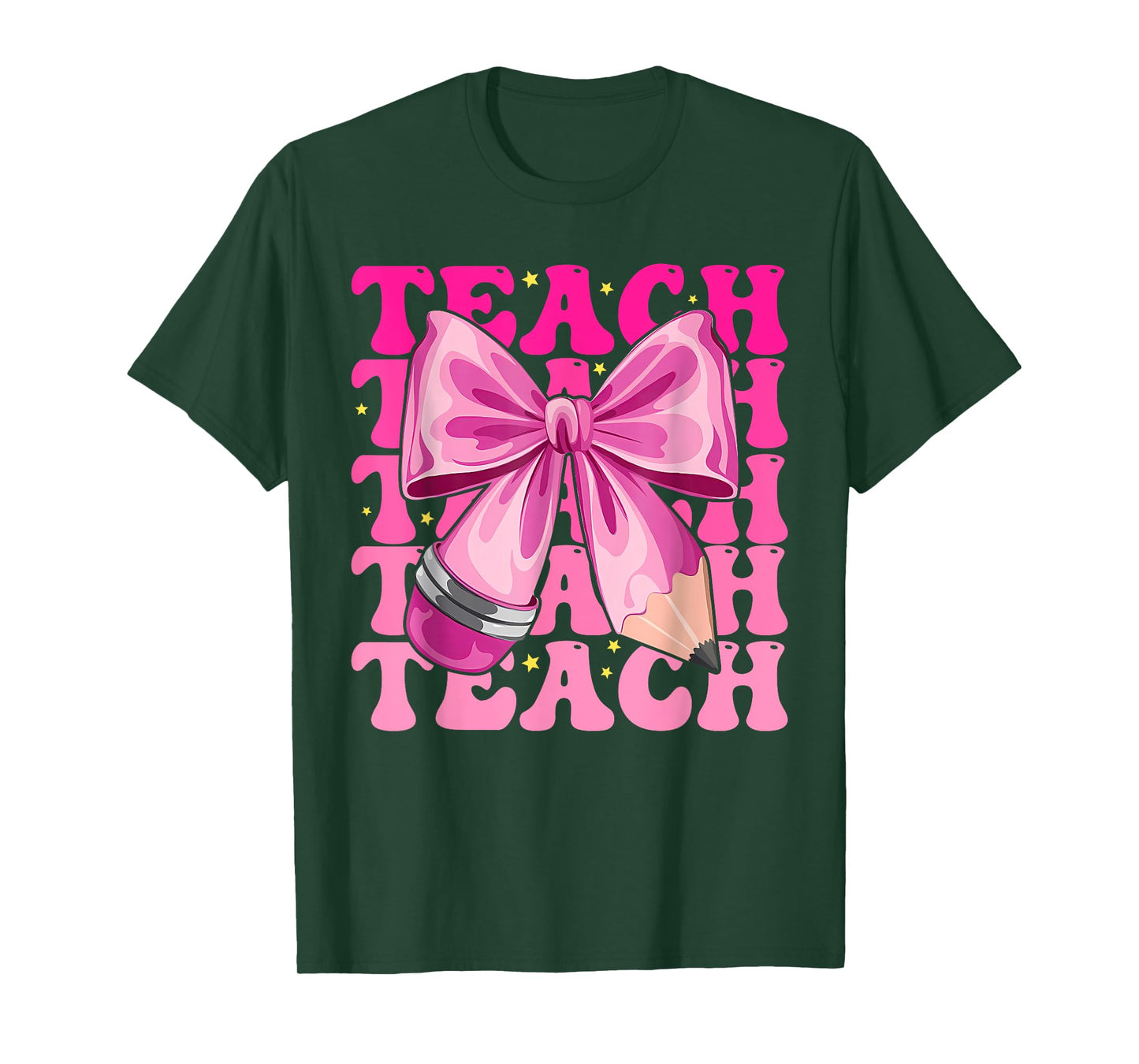 Groovy Teach Coquette Bow Teacher Women Girls Back to School T-Shirt