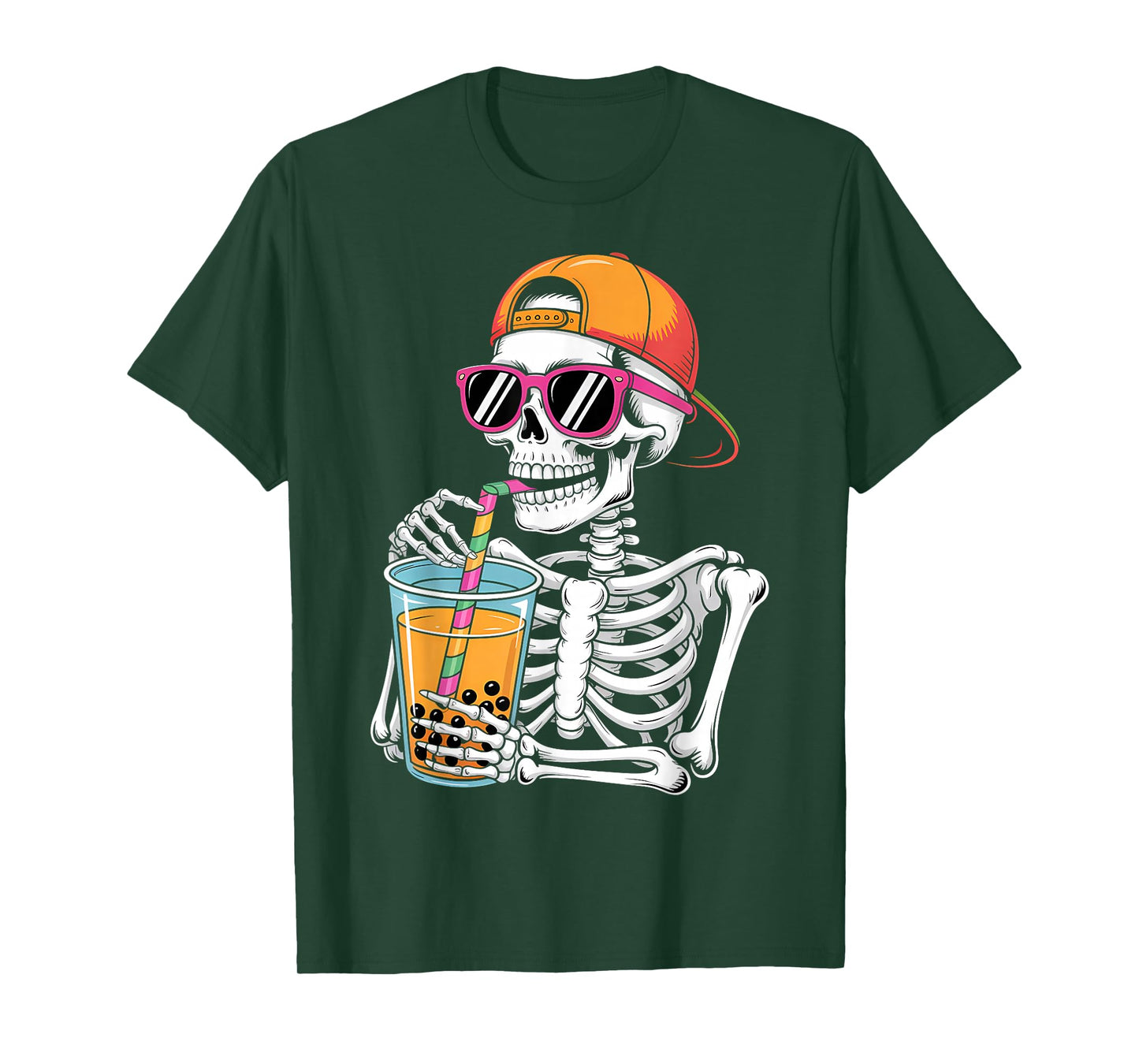 Funny Halloween Skeleton Boba Tea Costume T-Shirt