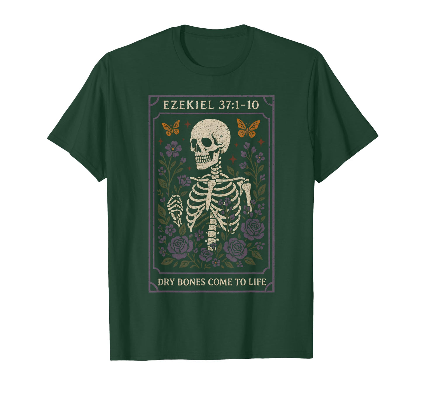 Dry Bone Come to Life Skeleton Floral Ezequiel 37 T-Shirt