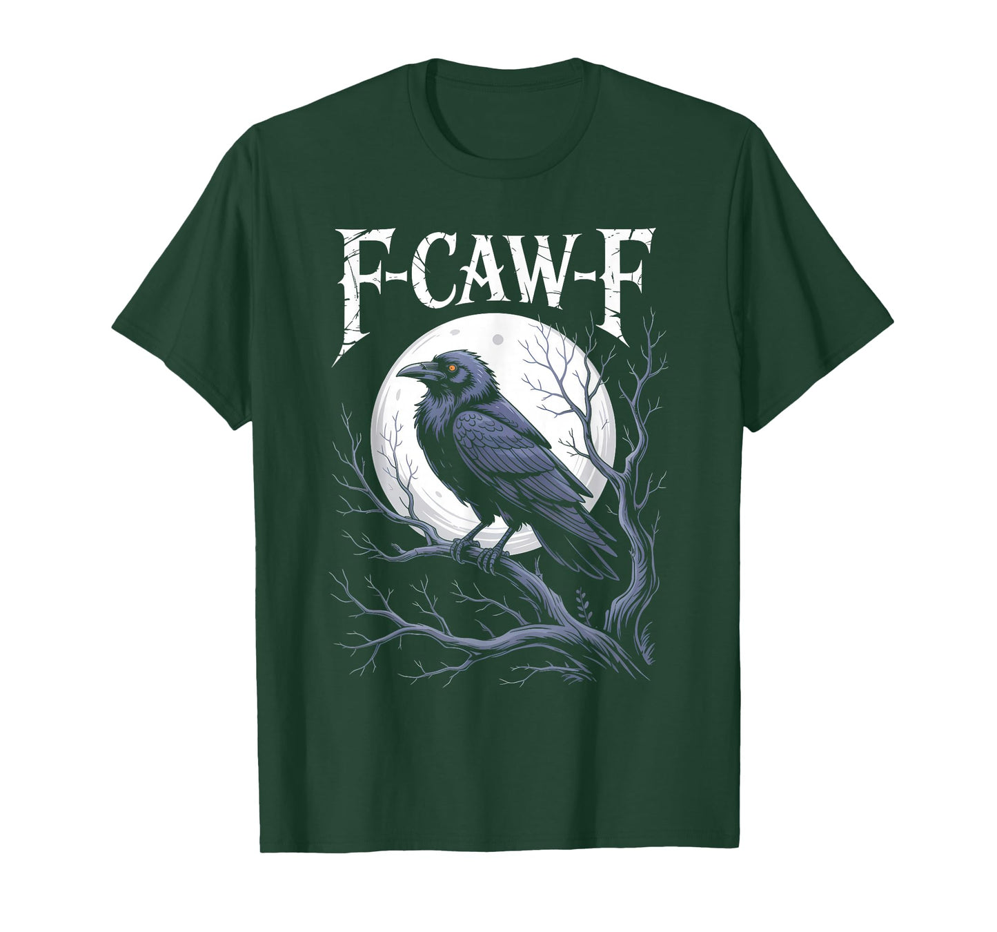 Funny F-Caw-F Crow Gothic Moon Humor Halloween T-Shirt
