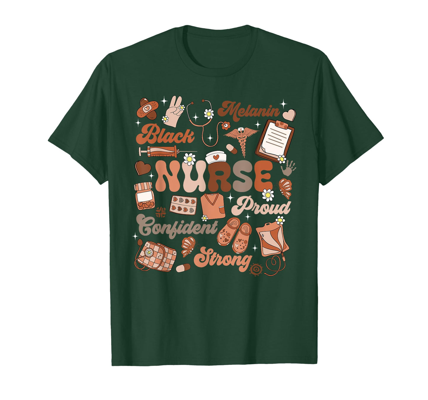 Black History Month Black Melamin Confident Strong Nurse T-Shirt